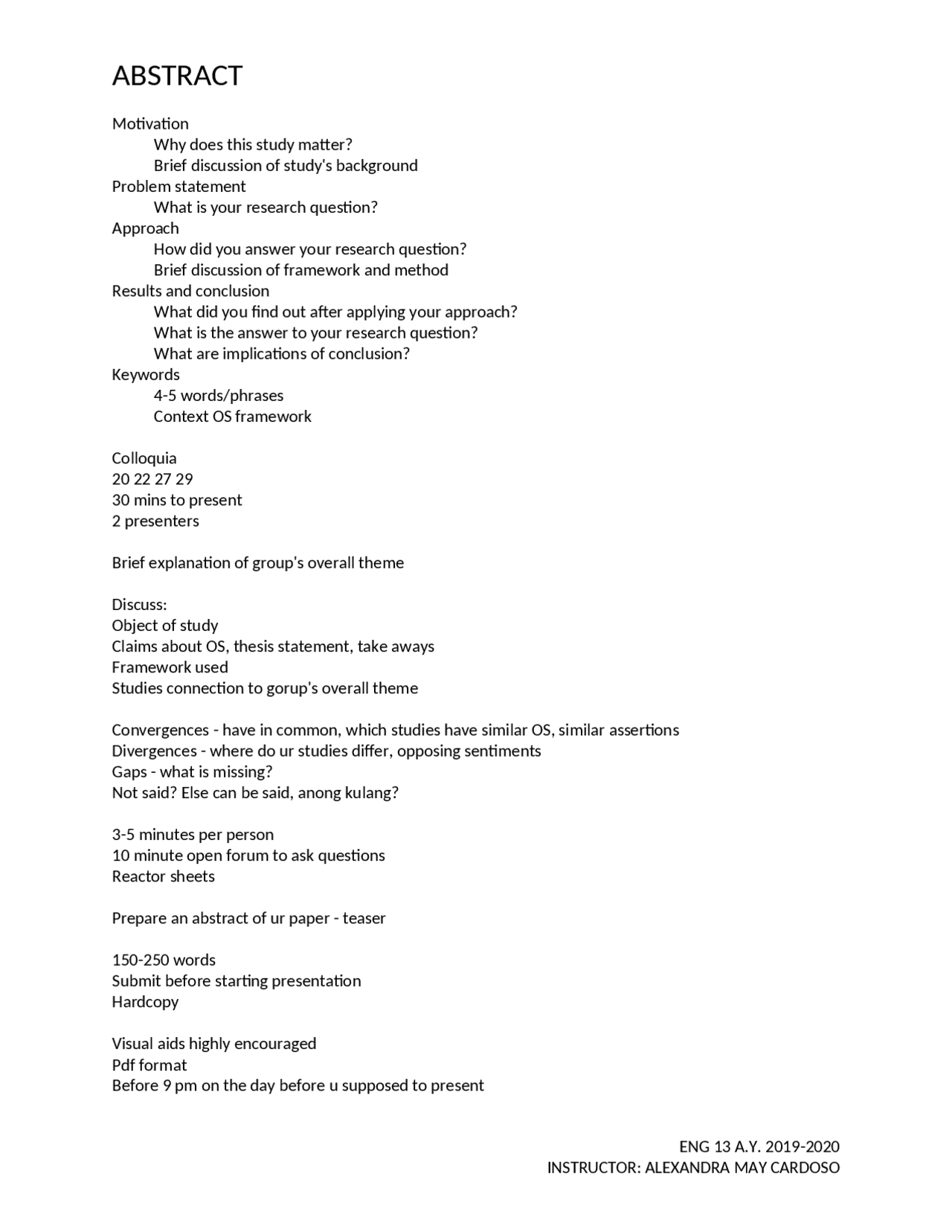 Abstract - and notes - Docsity