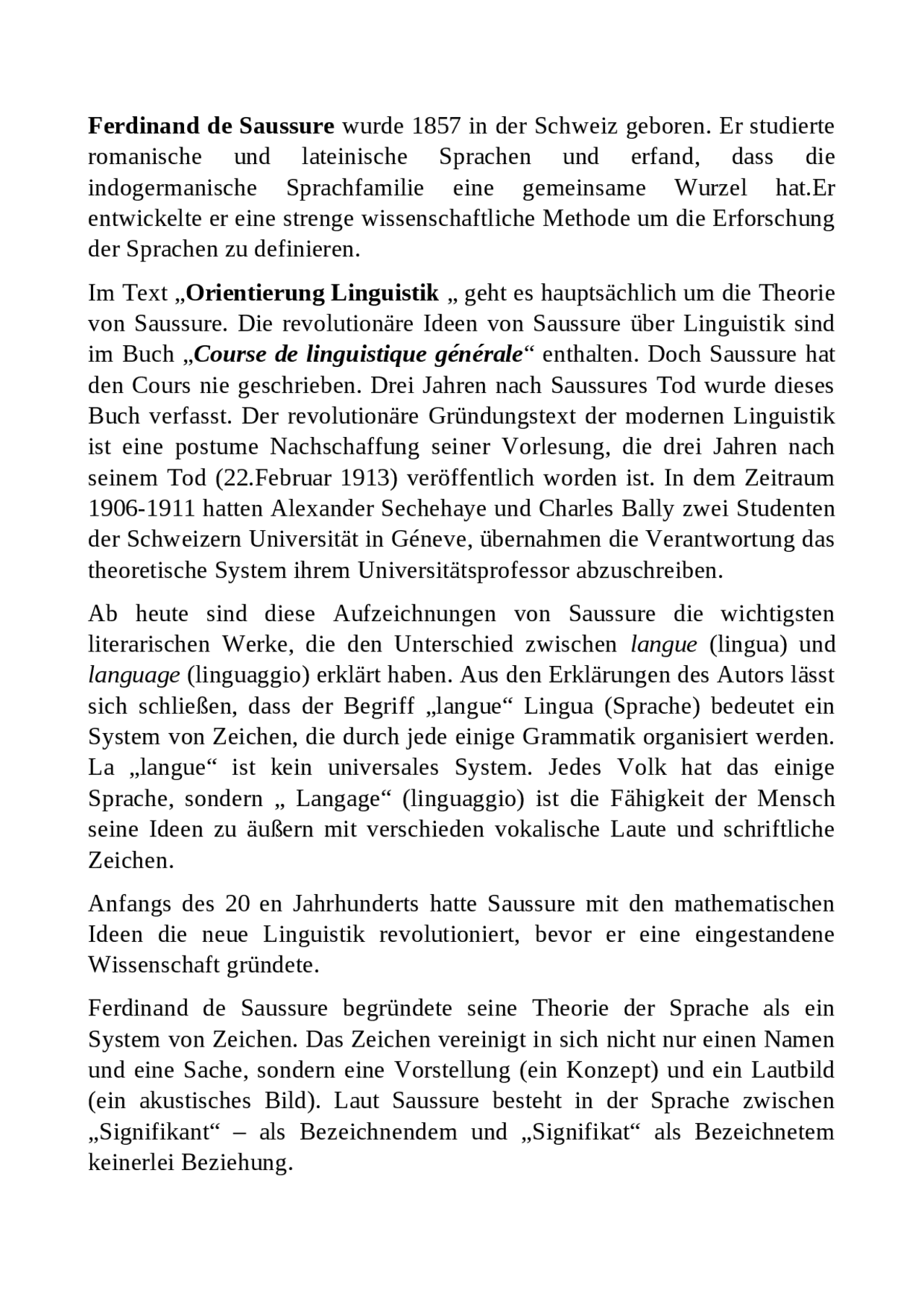 Ferdinand De Saussure Docsity