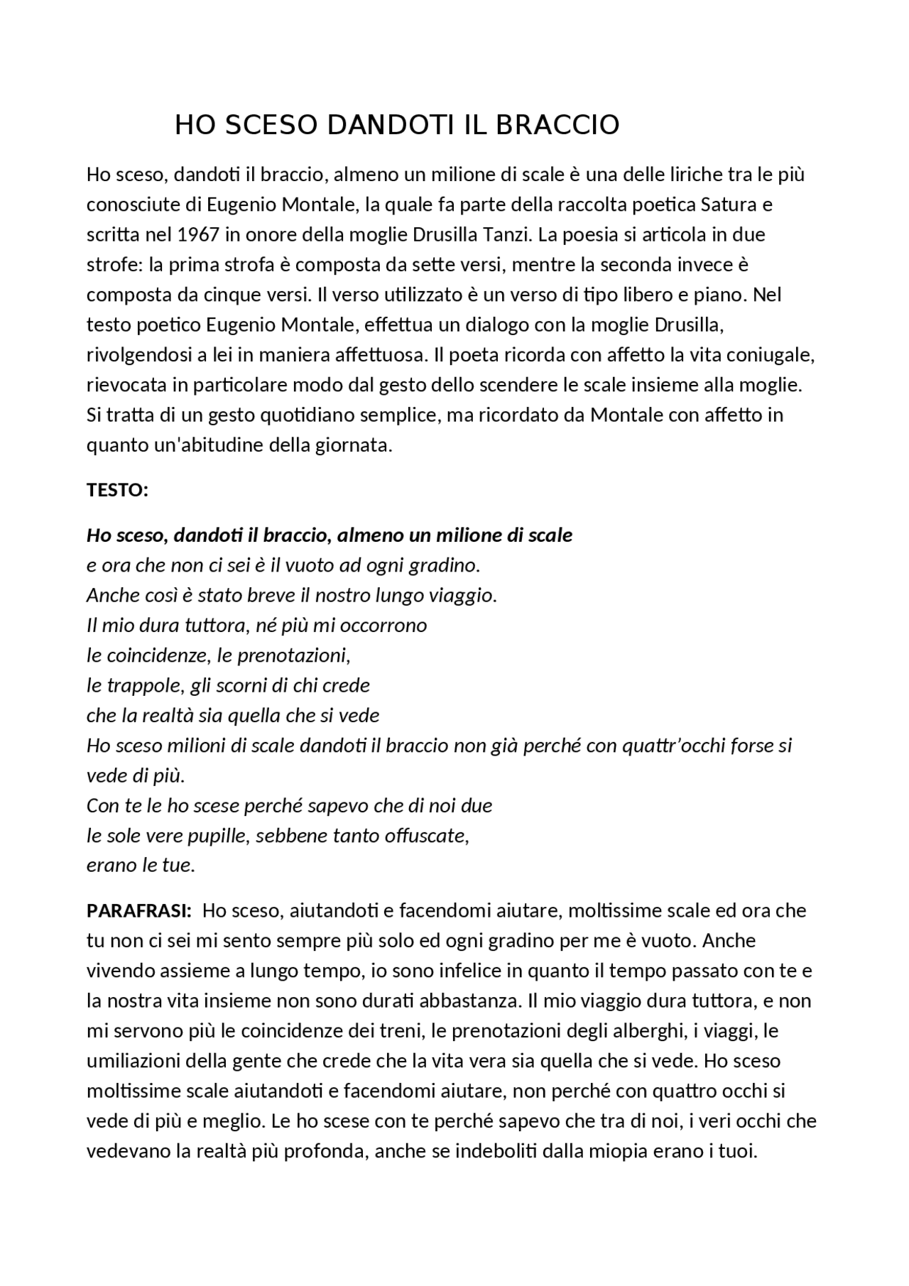 Ho sceso dandoti il braccio Docsity