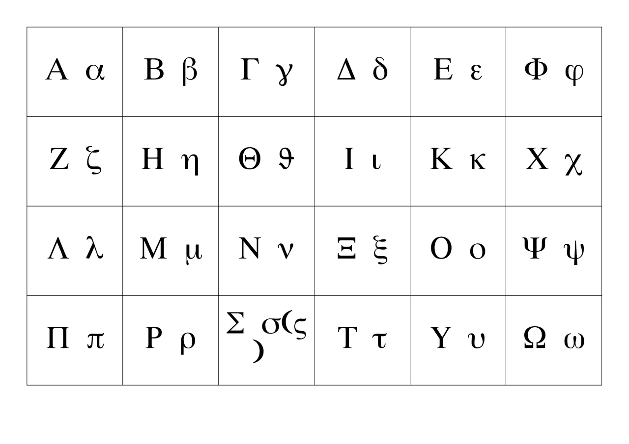 Greco - flashcard lettere minuscole e maiuscole - Docsity