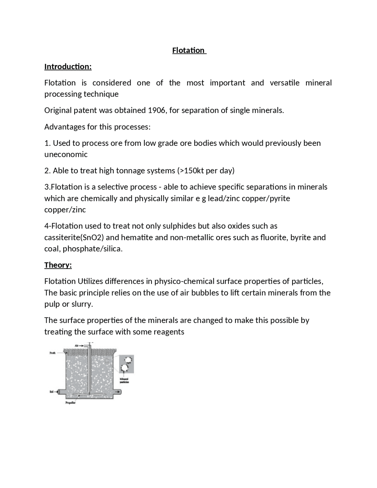 Flotation Introduction Docsity