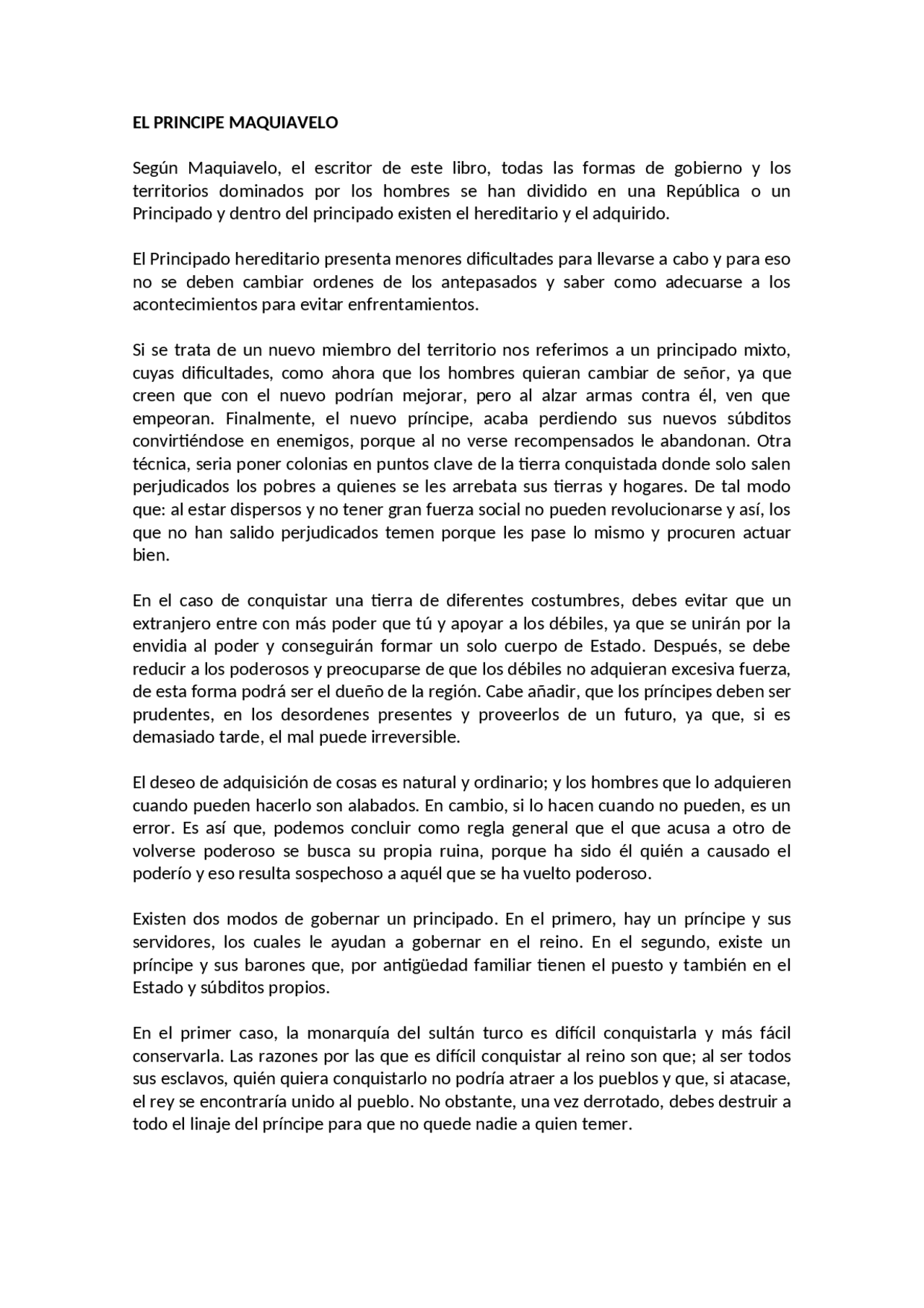 Resumen Del Principe Maquiavelo Docsity