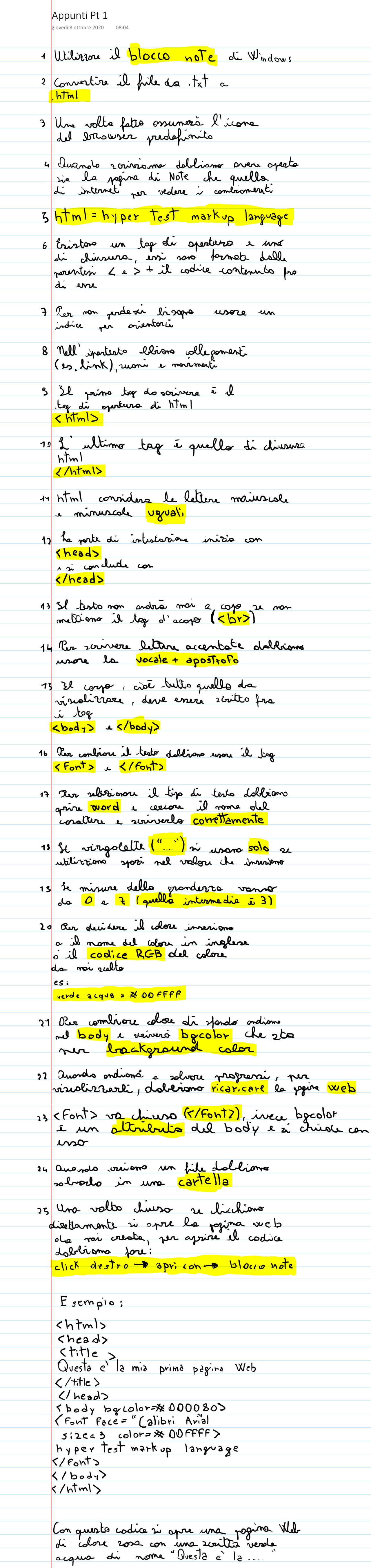 Iniziare a programmare in Html - Docsity