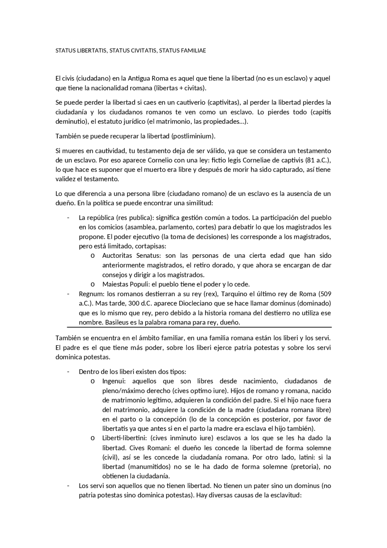 2. Status libertatis, status civitatis, status familiae (UV Derecho ...