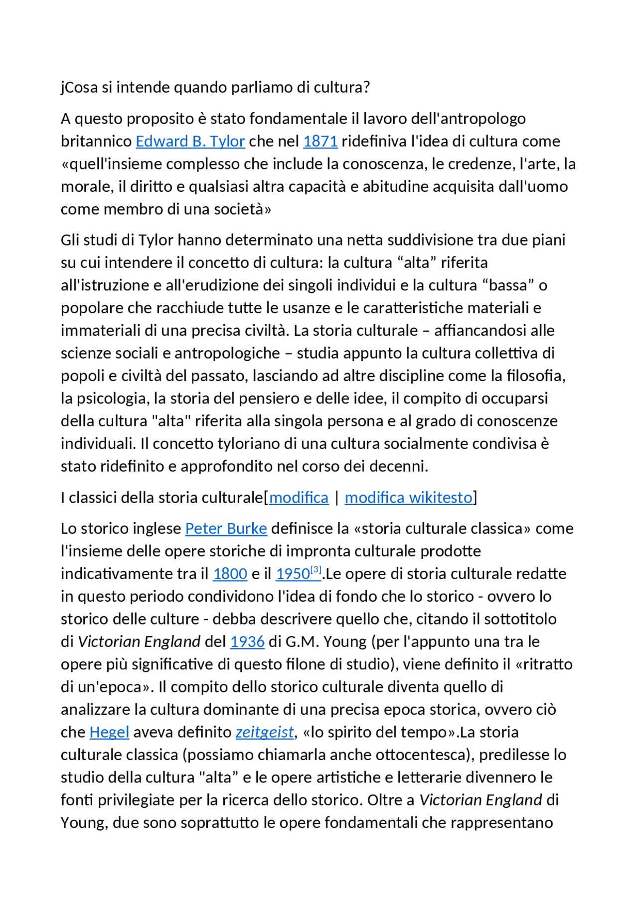 La nascita della storia culturale Docsity