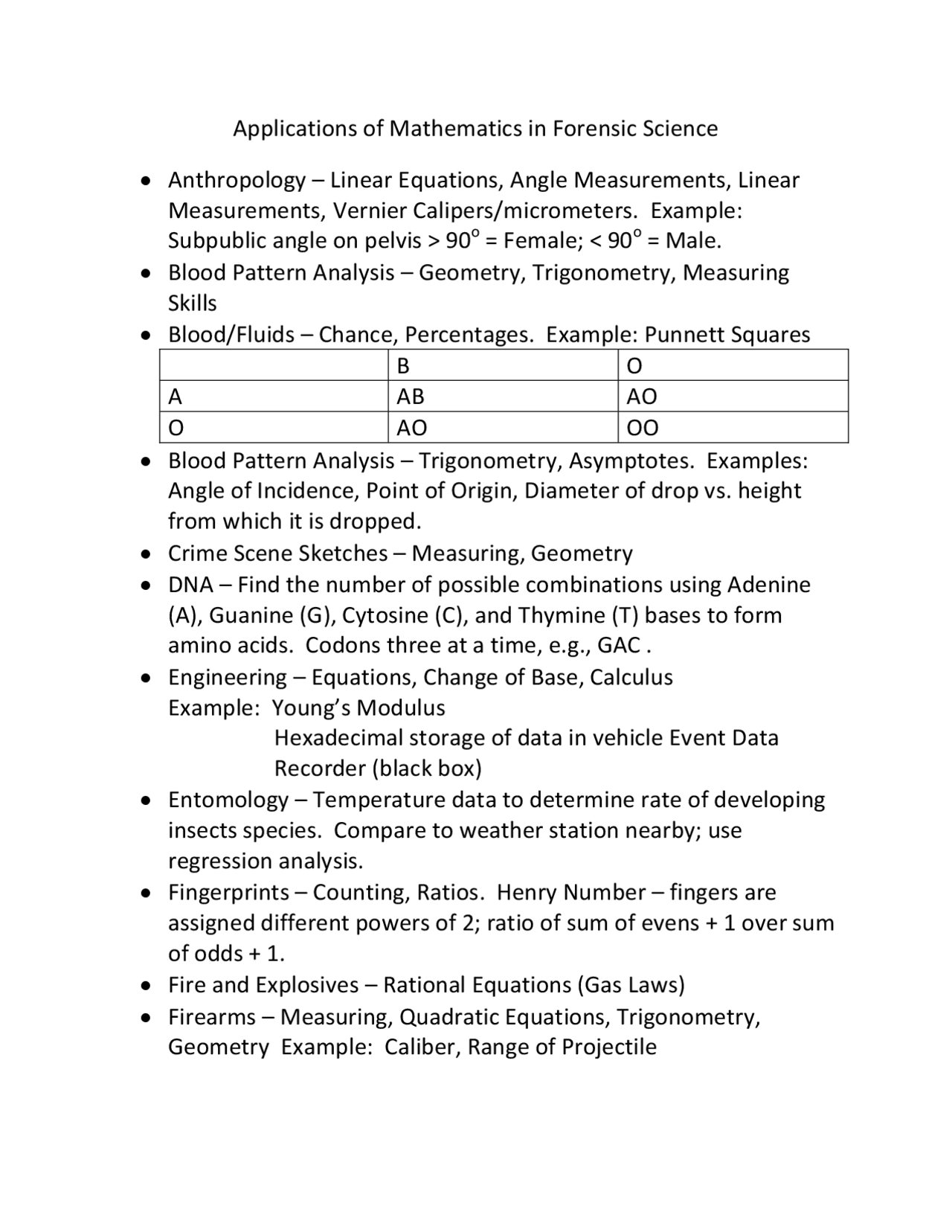 Math in Forensic Science - Docsity