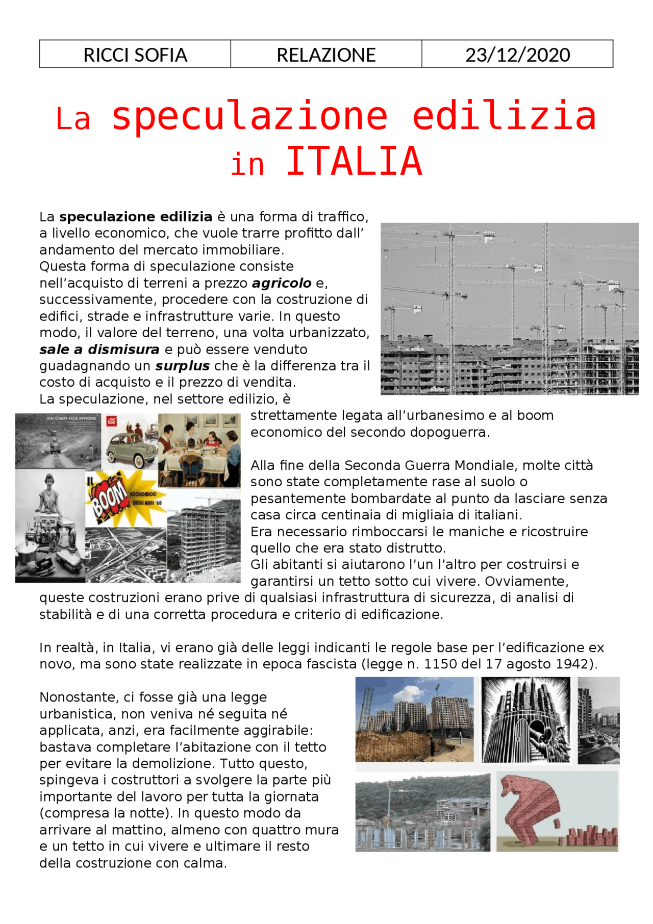 La speculazione edilizia Docsity