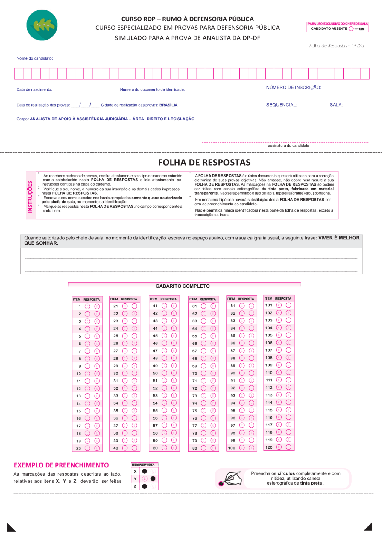 Folha De Resposta Enem - RETOEDU