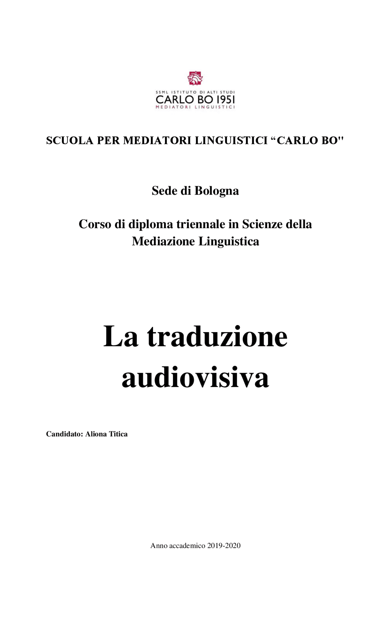 Traduzione audiovisiva Tesine universitarie di Teoria delle