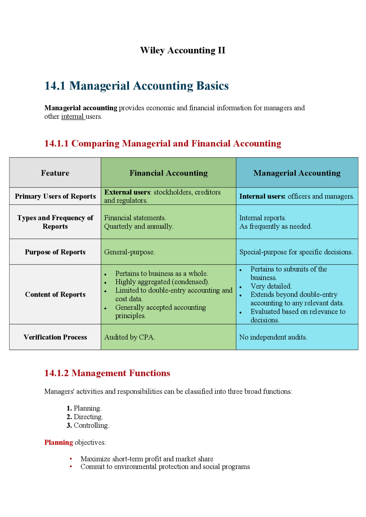 Managerial Accounting from WileyPlus Docsity