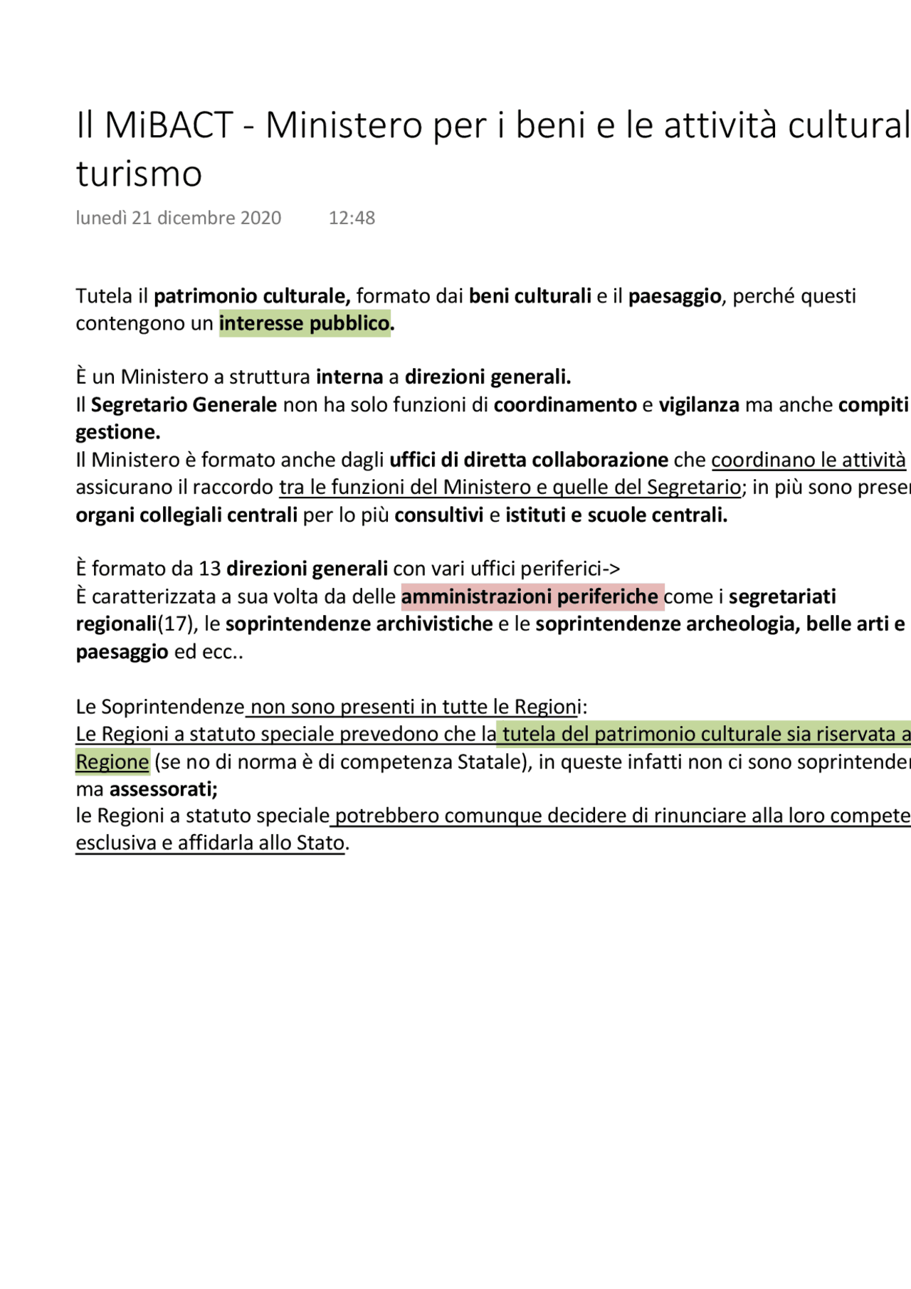 Il MiBACT - Diritto dei beni culturali | Appunti di Diritto dei beni ...