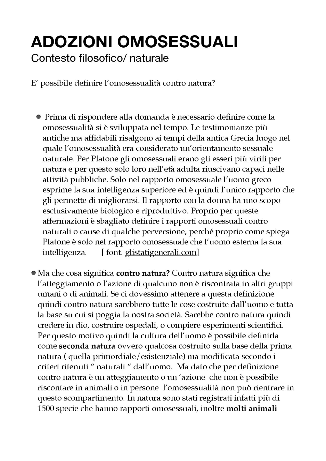 Omosessualità e ragione Docsity