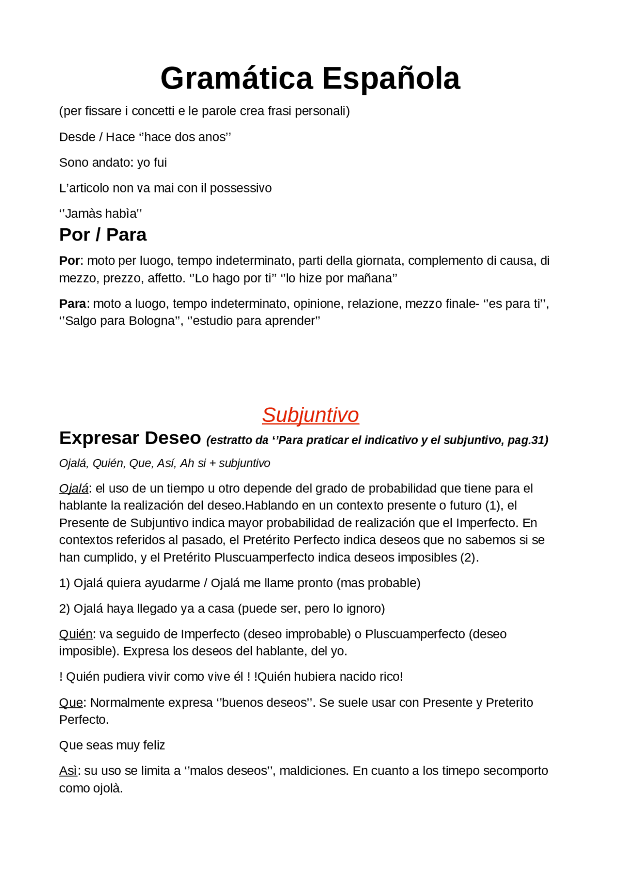 La Grammatica Spagnola - Docsity