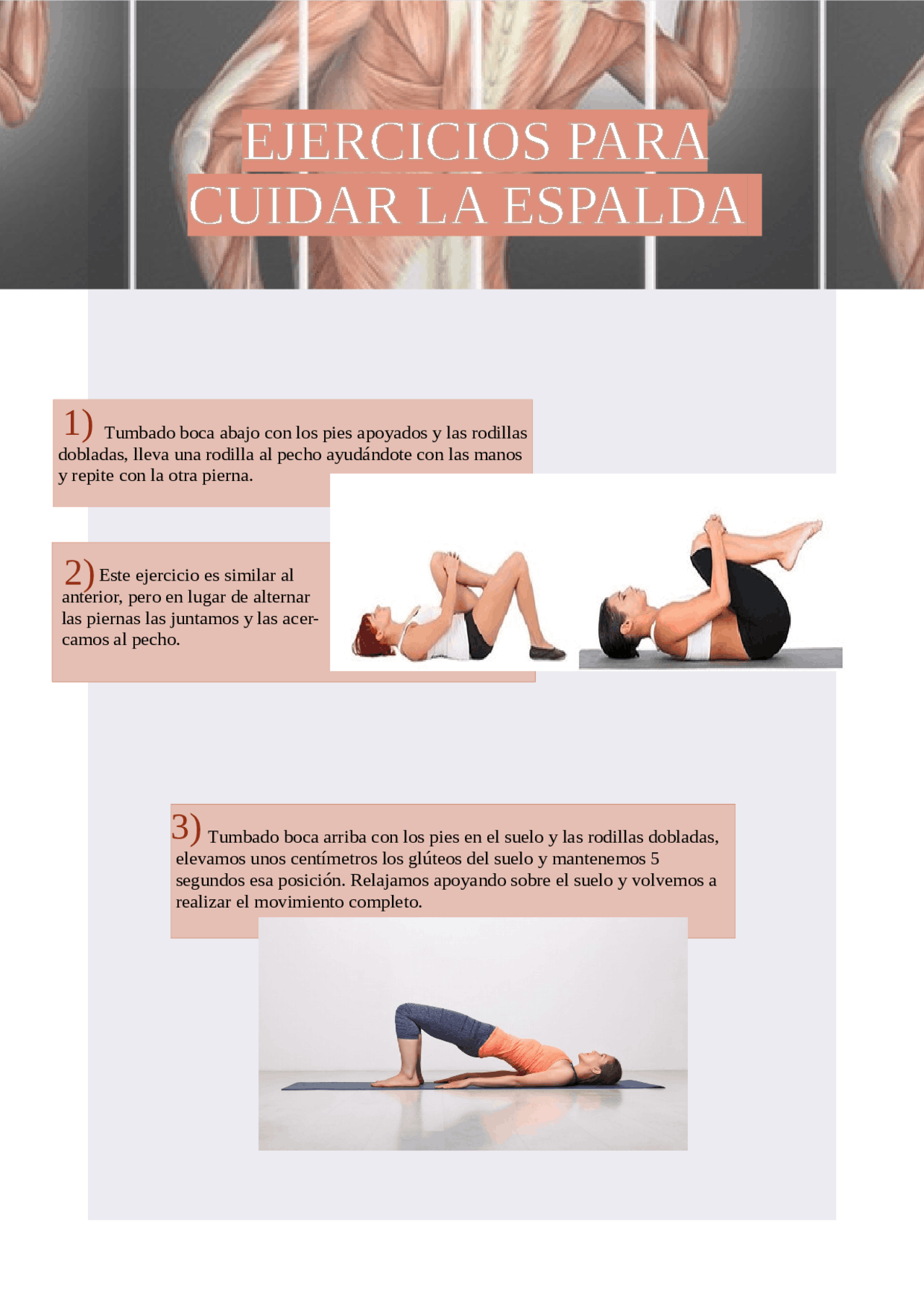Ejercicios para cuidar la espalda - Docsity