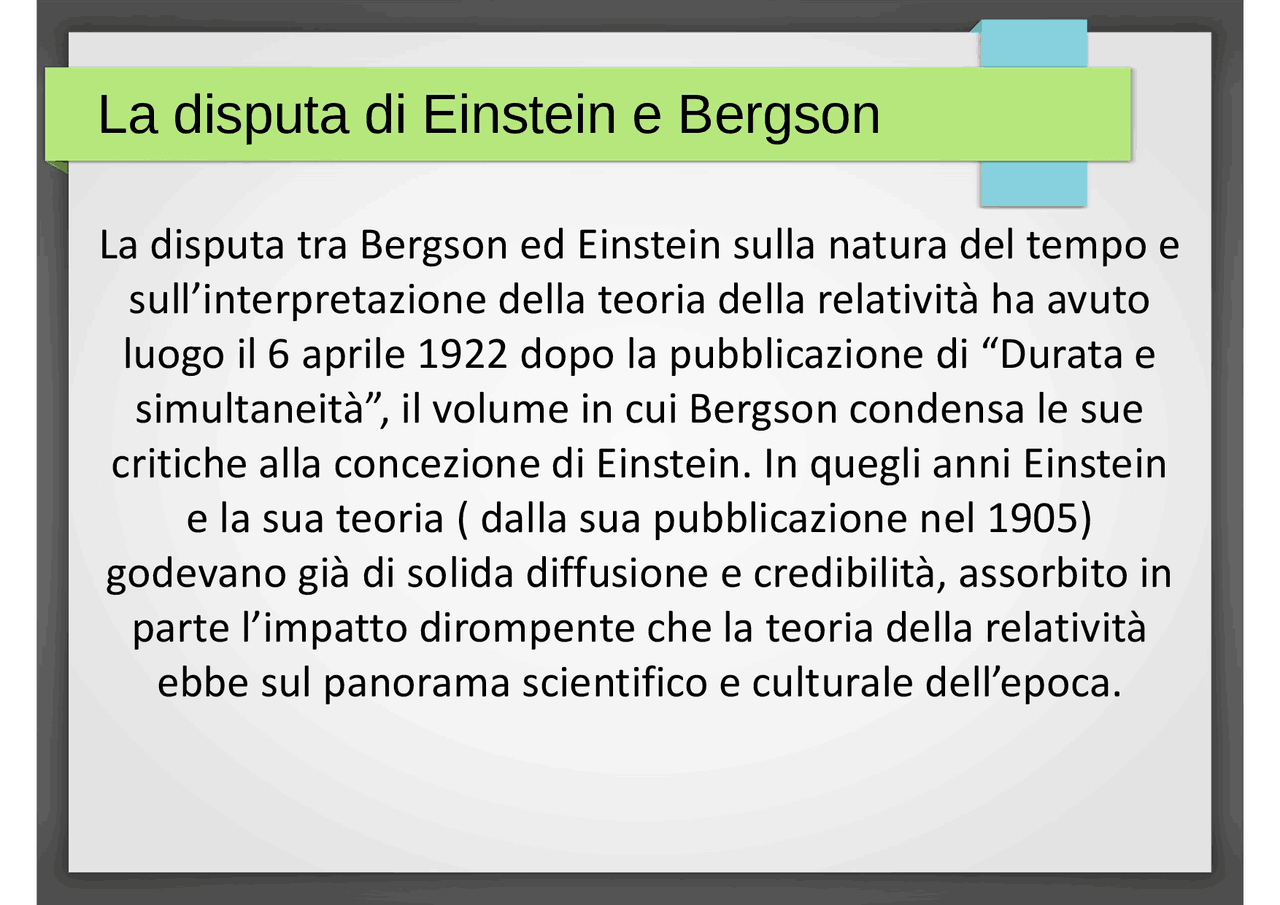 Disputa tra Einstein e Bergson presentazione e spiegazione paradosso ...