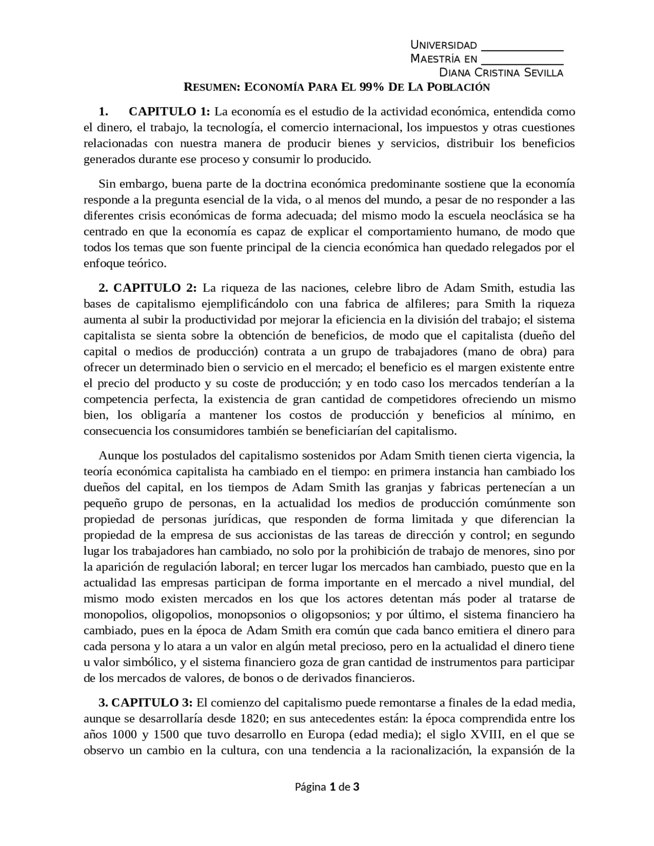 Resumen Economia Para El 99 De La Poblacion Docsity
