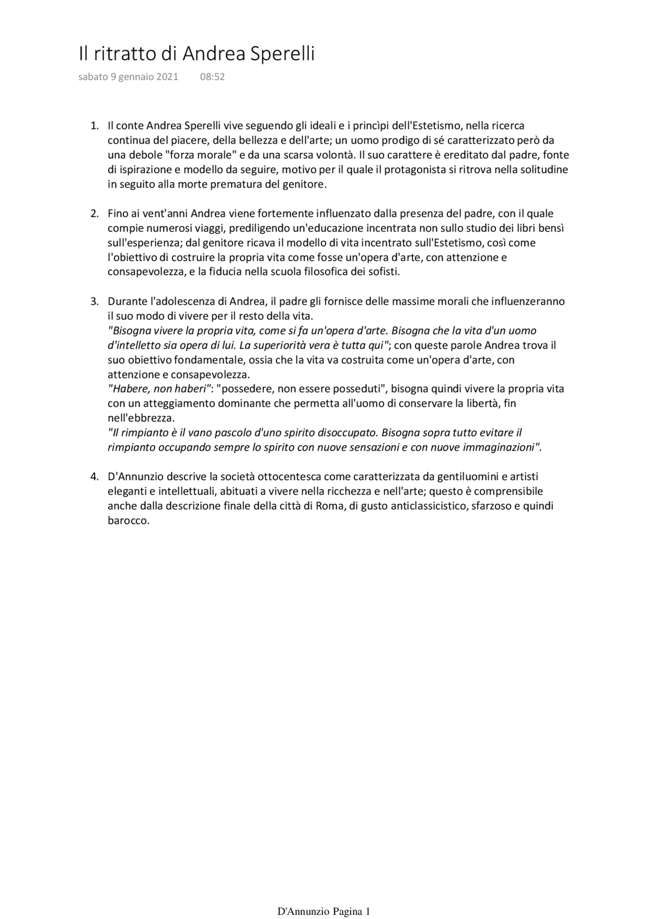 Il ritratto di Andrea Sperelli Docsity Il ritratto di Andrea Sperelli Docsity