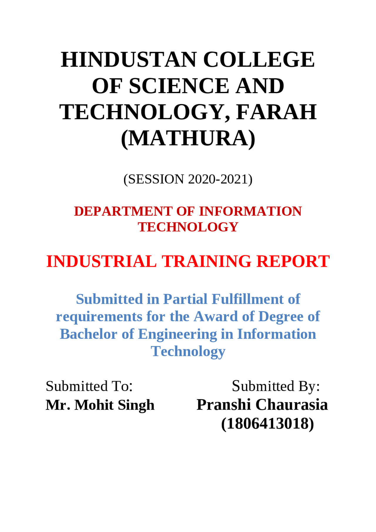 Summer Training Report on Core Java | Assignments Web Programming and ...