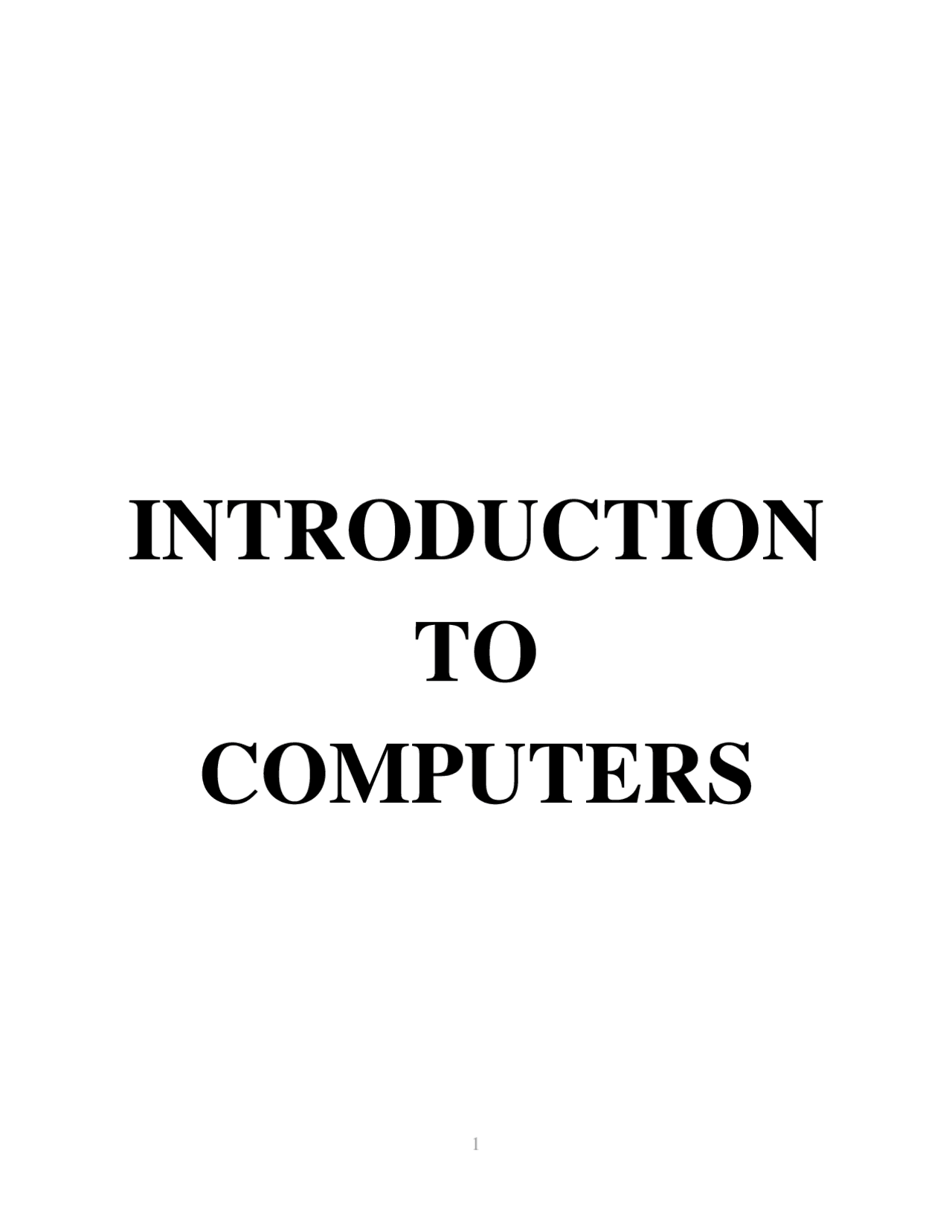 INTRODUCTION TO COMPUTERS - Docsity