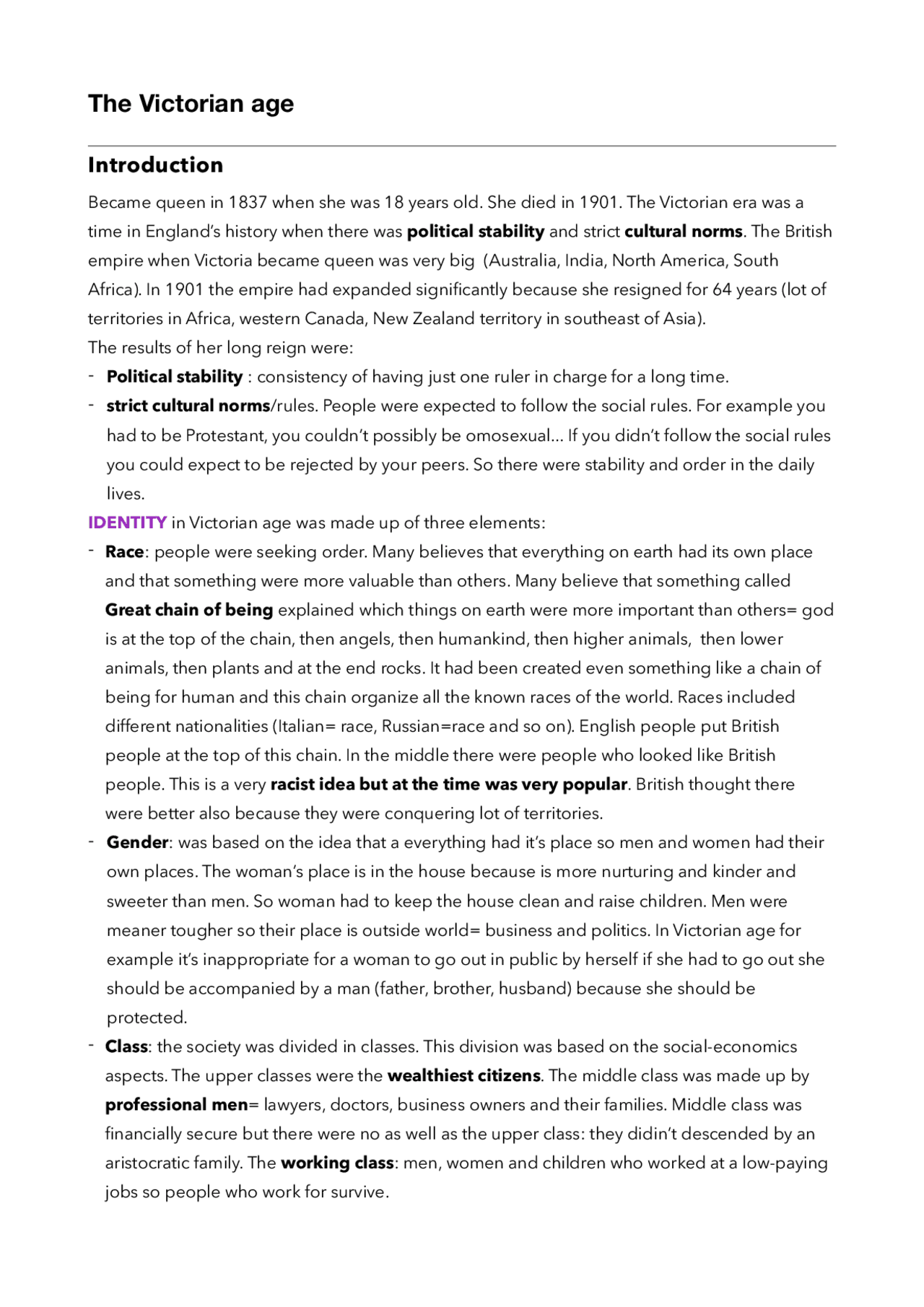 Victorian age summary Docsity