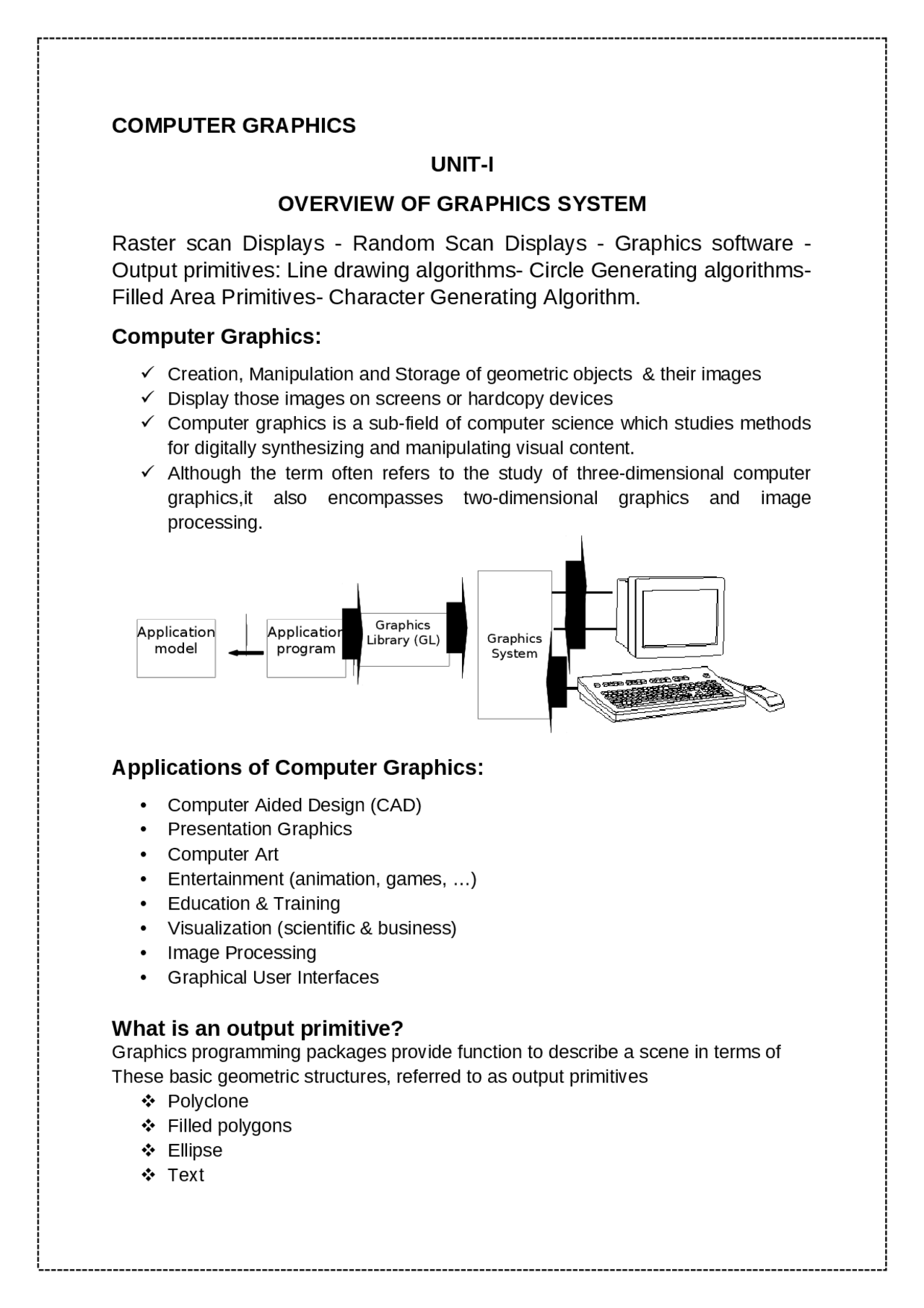 Computer graphics unit 1 - Docsity