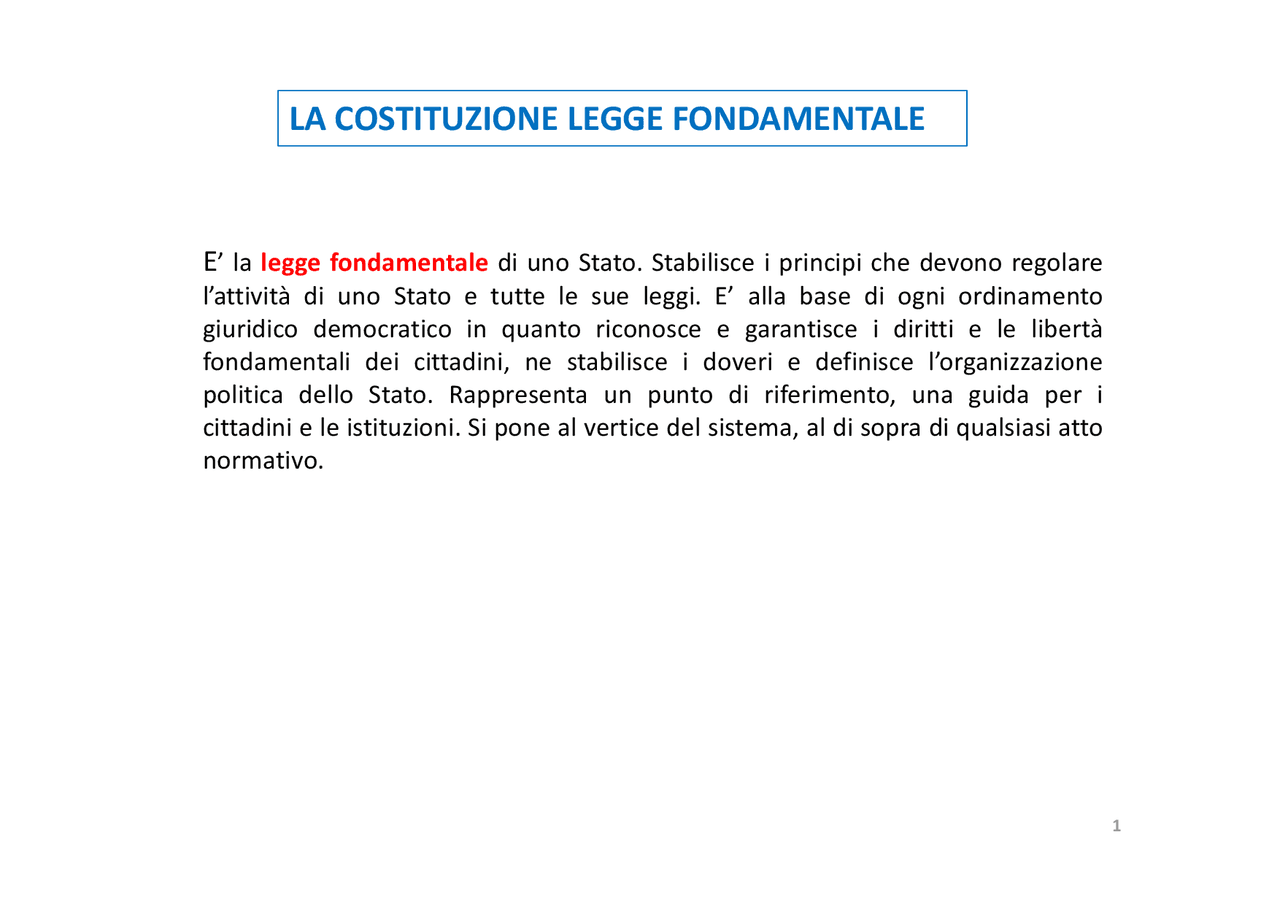 Caratteristiche delle Costituzioni e lo Statuto Albertino - Docsity