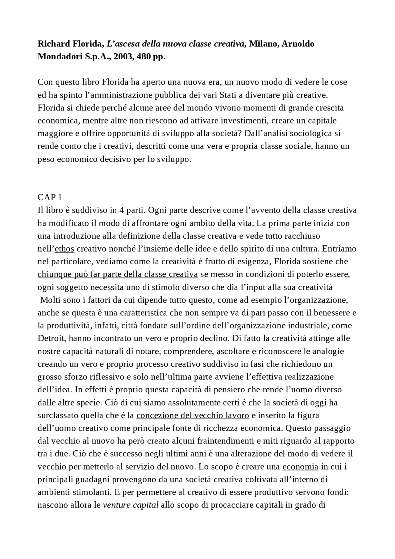 Richard Florida - L'ascesa della nuova Classe Creativa - The rise of ...
