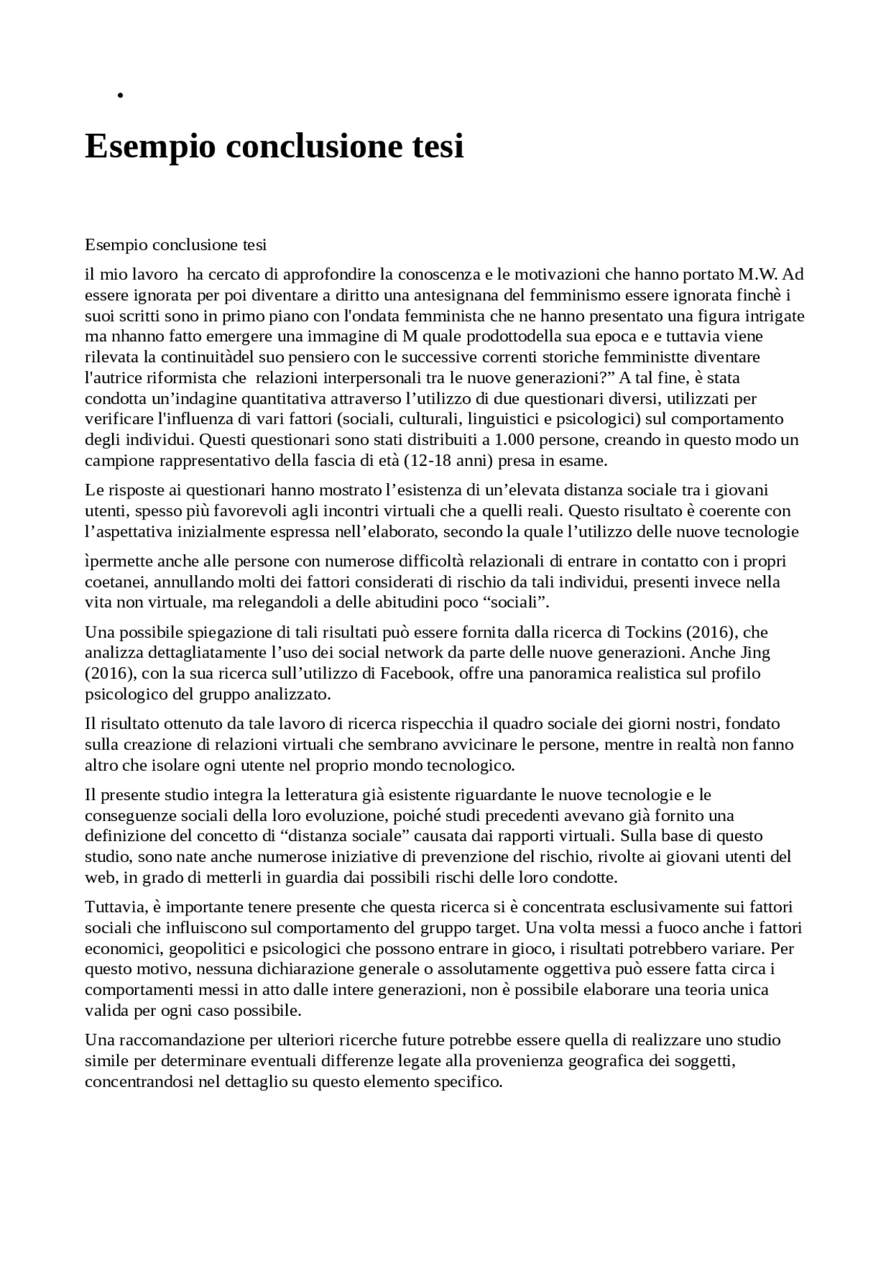 COME SI FA LA CONCLUSIONE DI UNA TESI | Appunti di Lingua Italiana ...