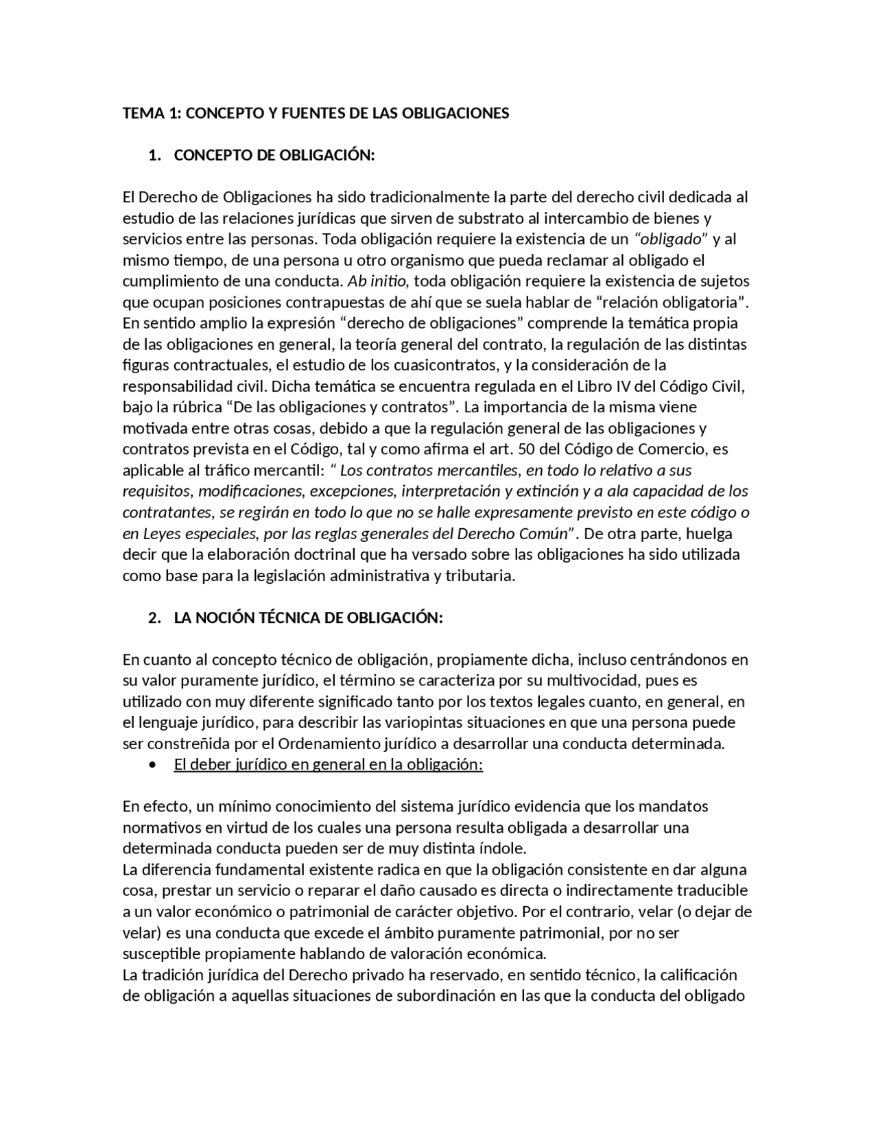 Tema 1 derecho de obligaciones - Docsity