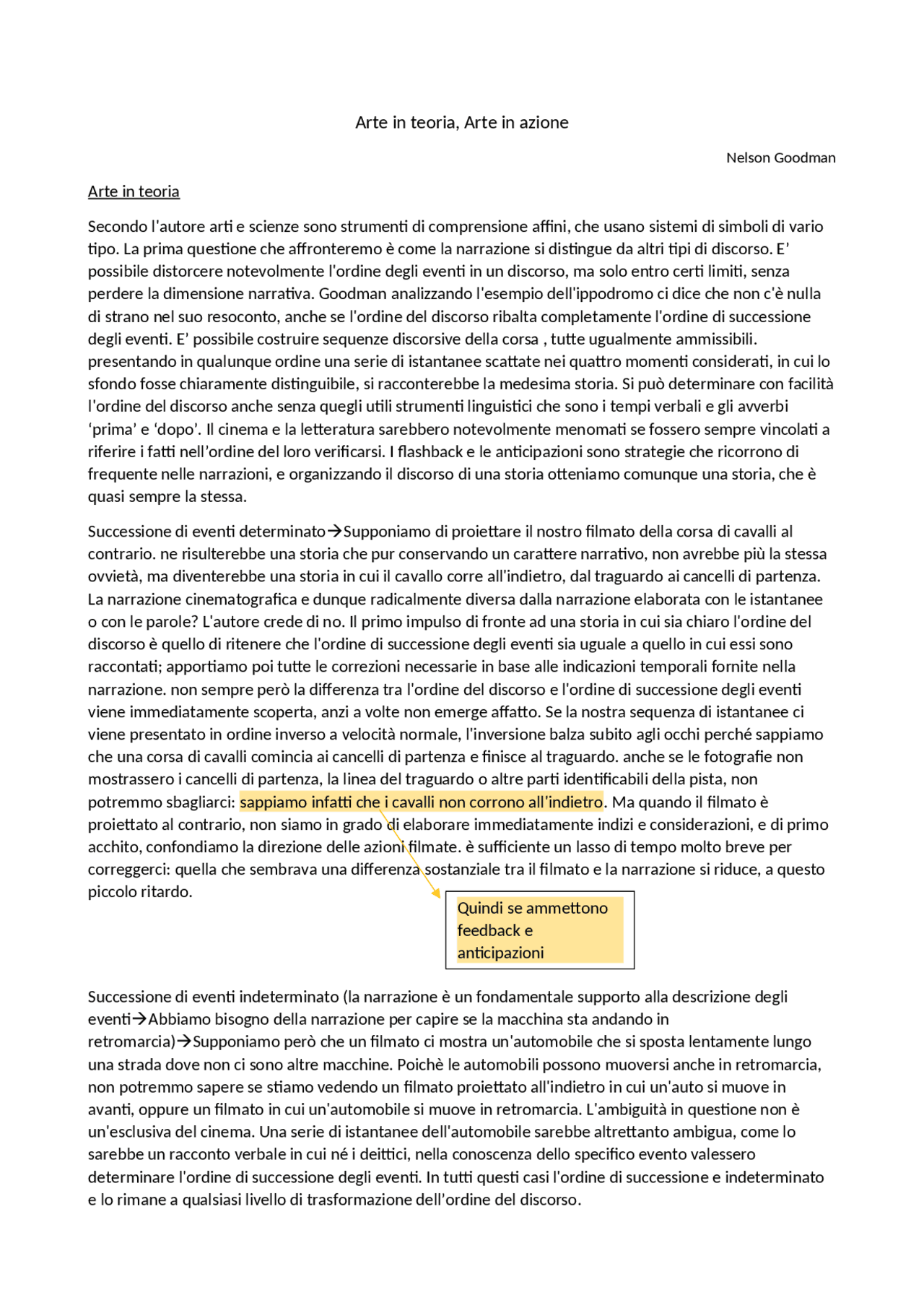 Arte in teoria Arte in azione Appunti di Filosofia Docsity