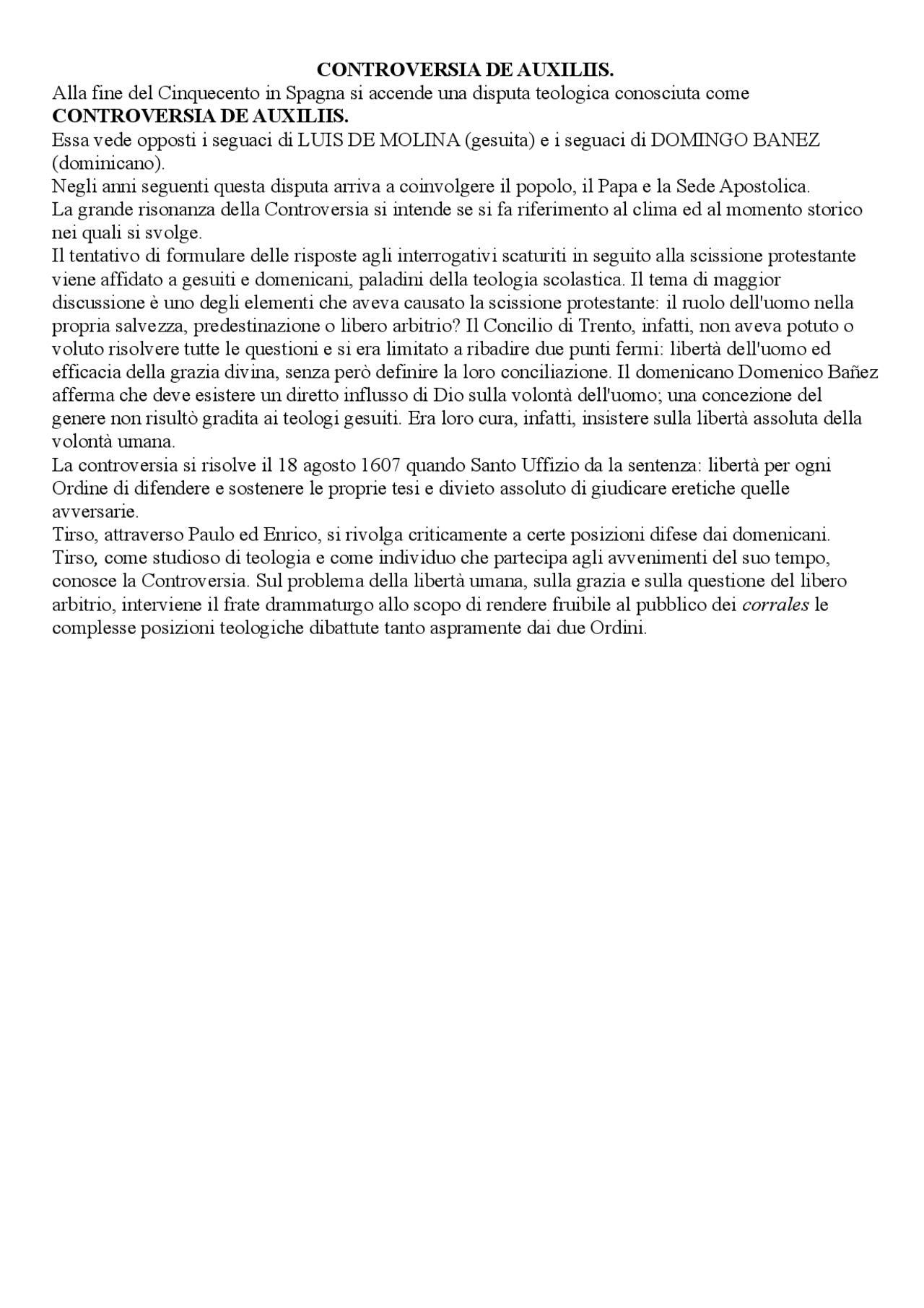 CONTROVERSIA DE AUXILIIS Docsity