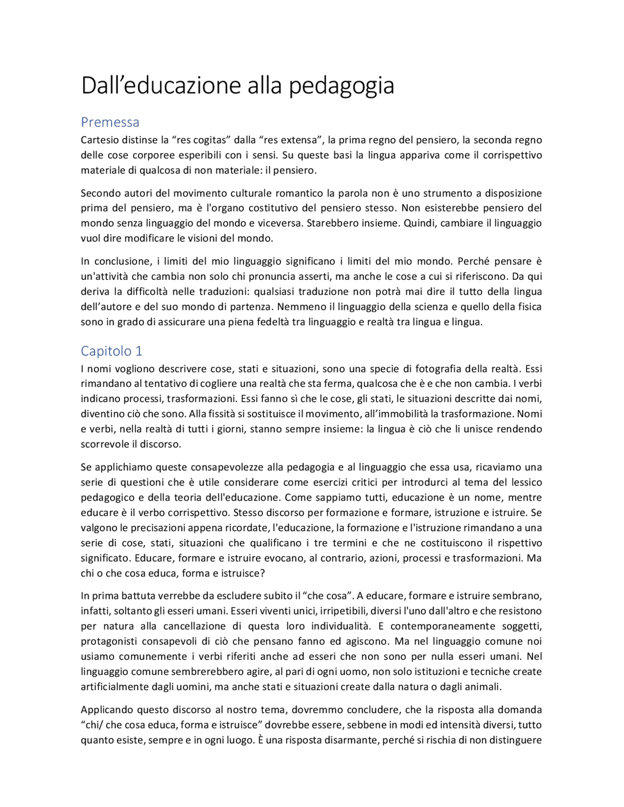 Dall'educazione alla pedagogia - Docsity