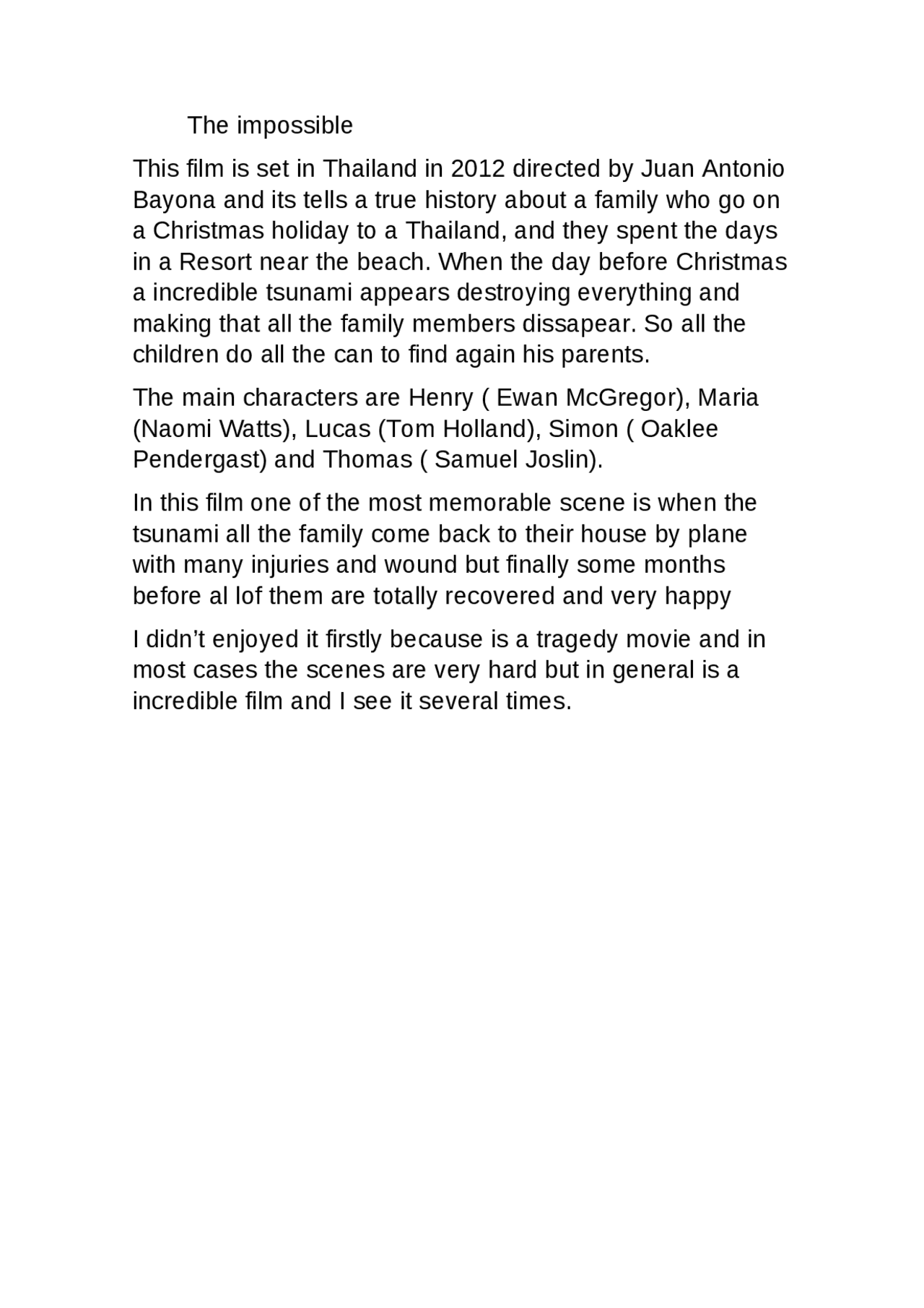 RESUMEN EN INGLES DE LA PELICULA LO IMPOSIBLE Resúmenes de Inglés Docsity RESUMEN EN INGLES DE LA PELICULA LO IMPOSIBLE Resúmenes de Inglés Docsity