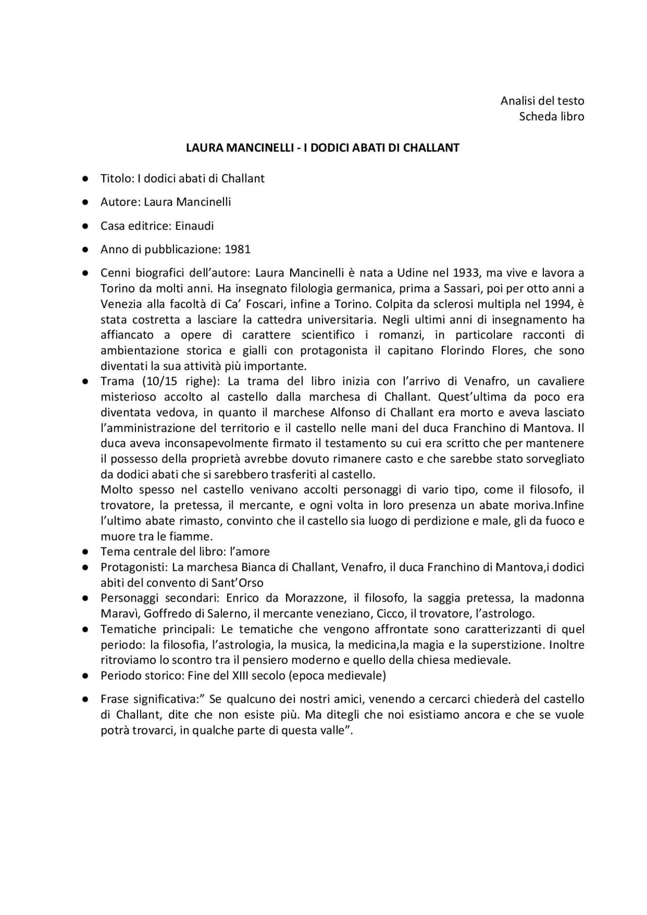 Scheda libro dettagliata I dodici abati di Challant Docsity