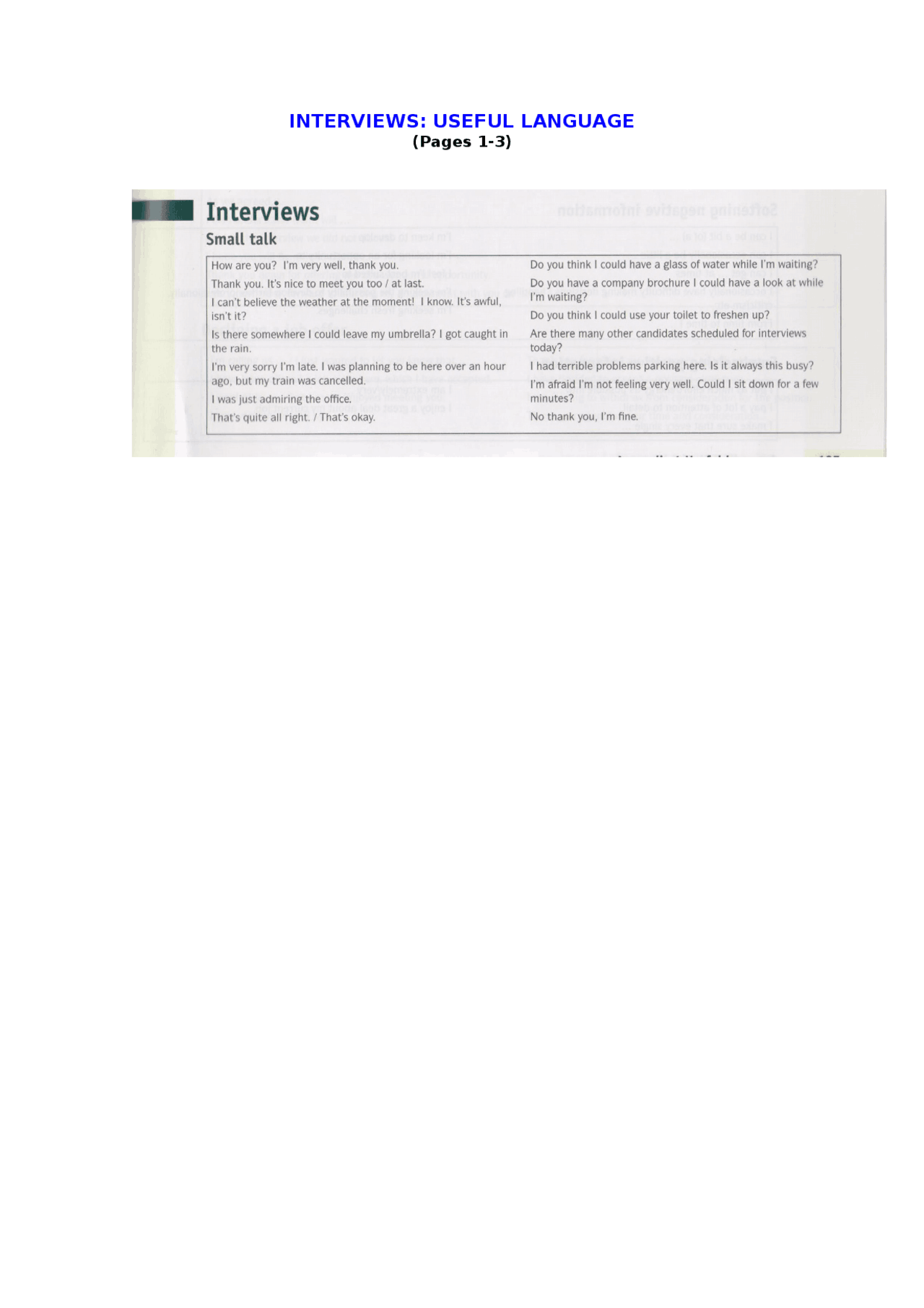 Useful Interview Phrases and tips - Docsity