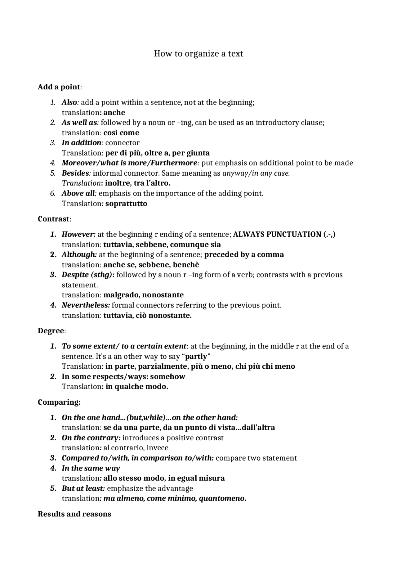 How to organize a text - Docsity