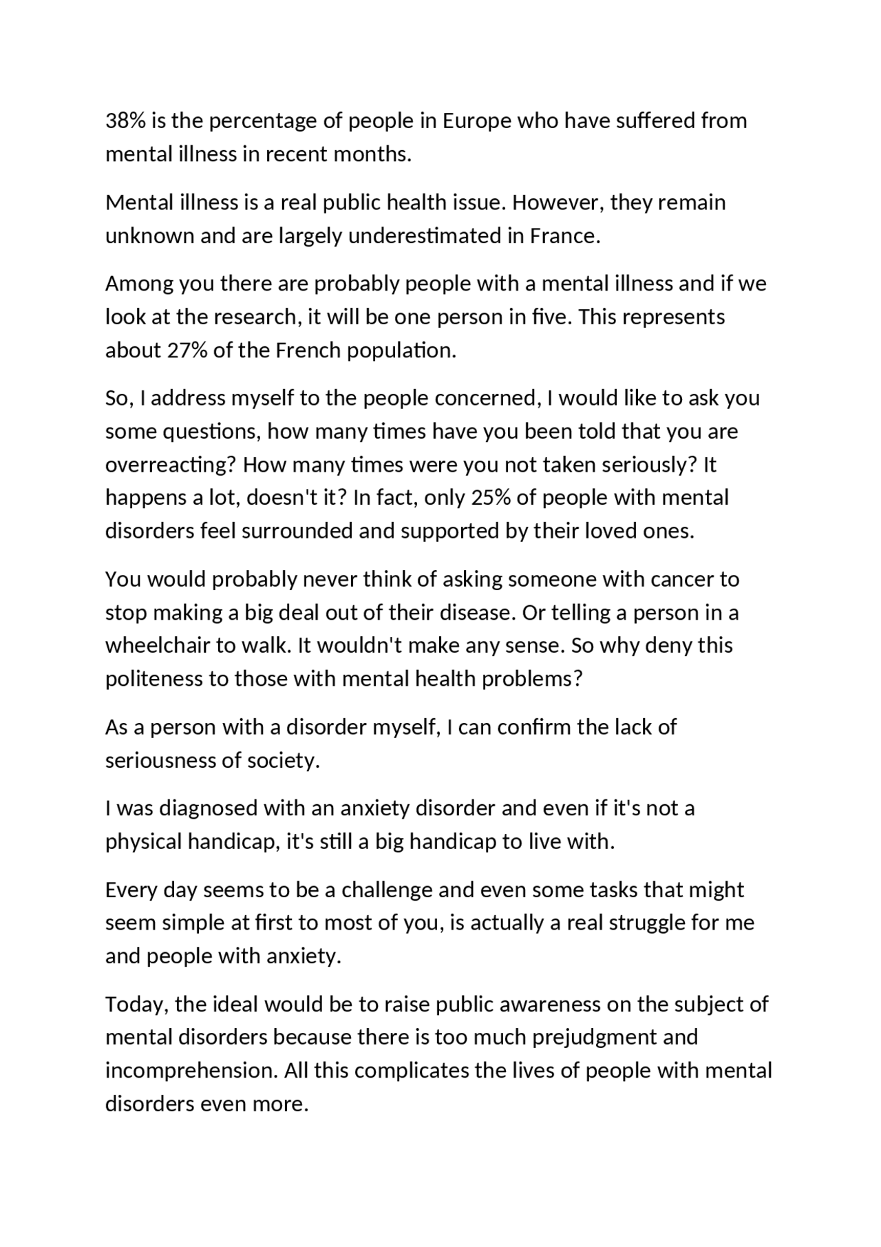 Discours sur les maladies mentales Docsity