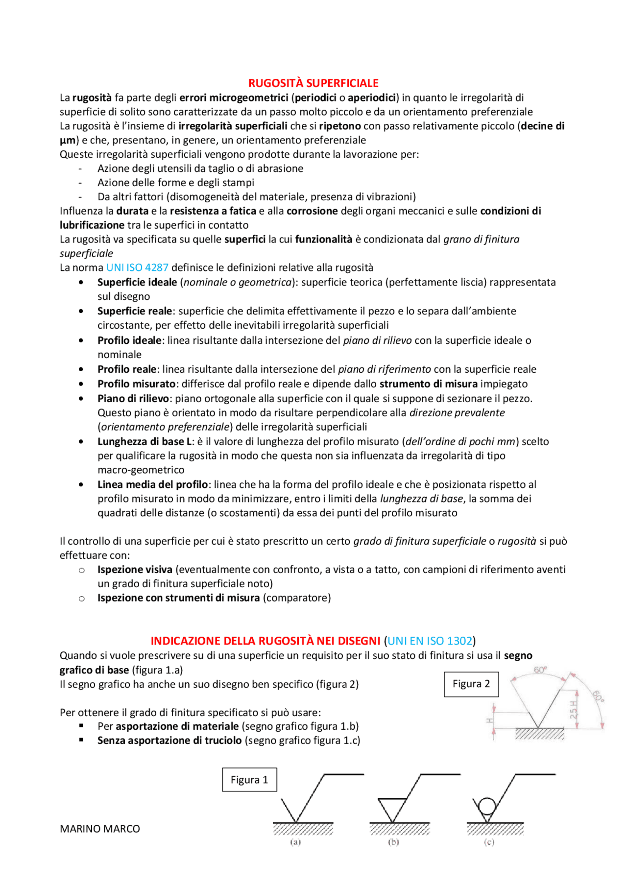 Sintesi sulla rugosità superficiale | Sintesi del corso di Disegno ...
