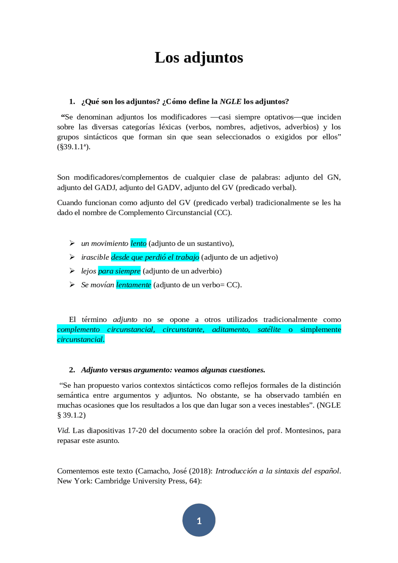 Esquema sobre adjuntos - Docsity