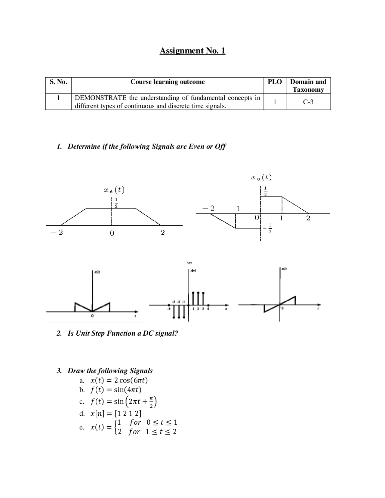 Signal processing assignment - Docsity