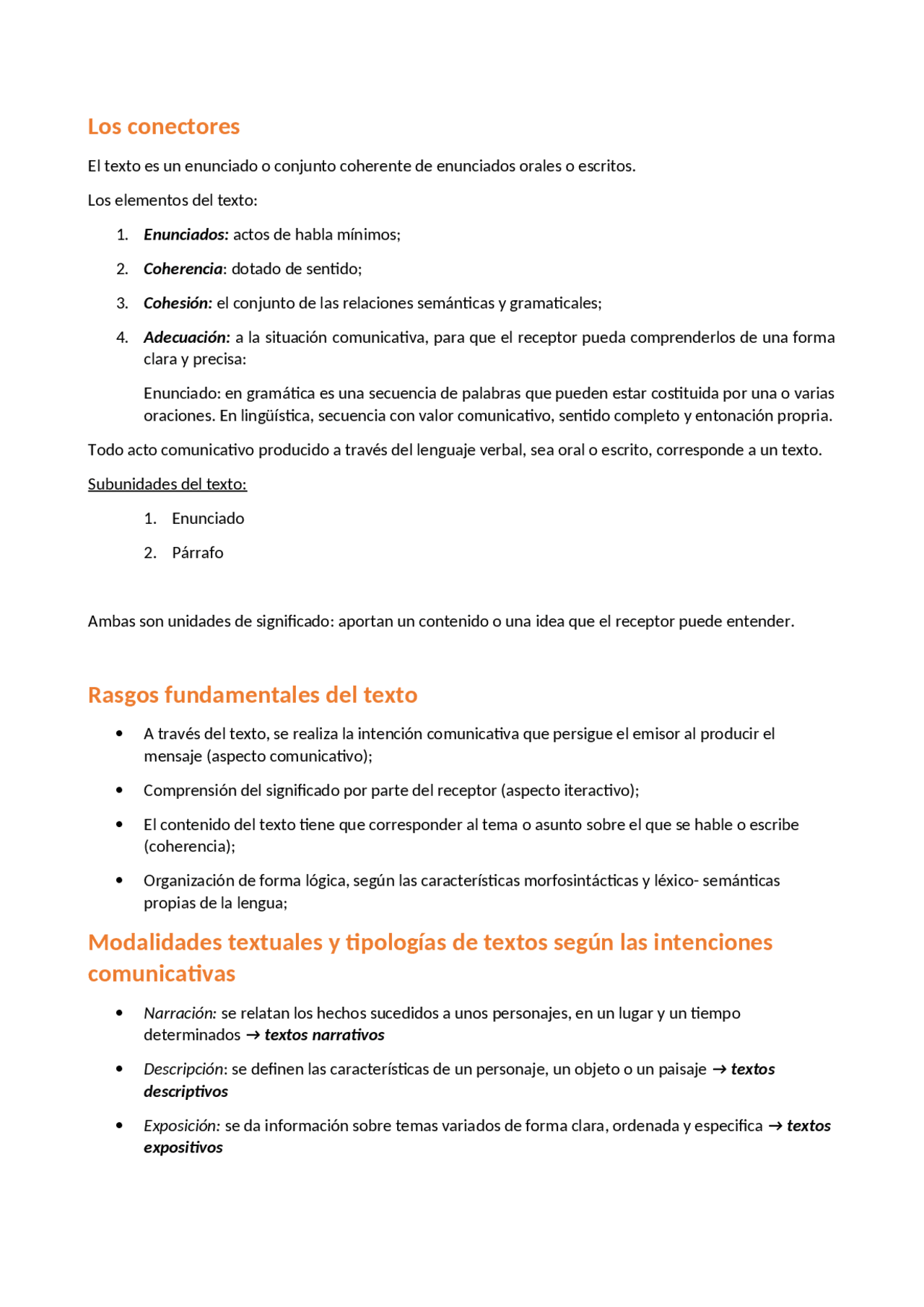 Los conectores - Lingua spagnola III - Docsity