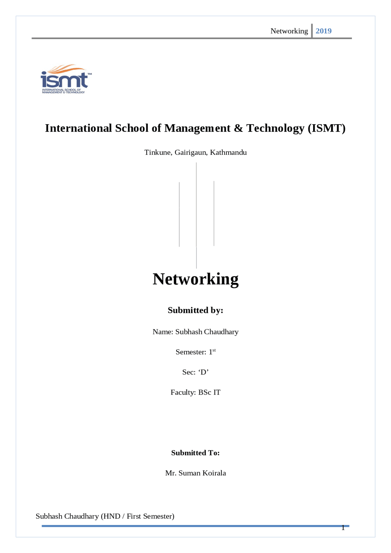 Networking assignment - Docsity