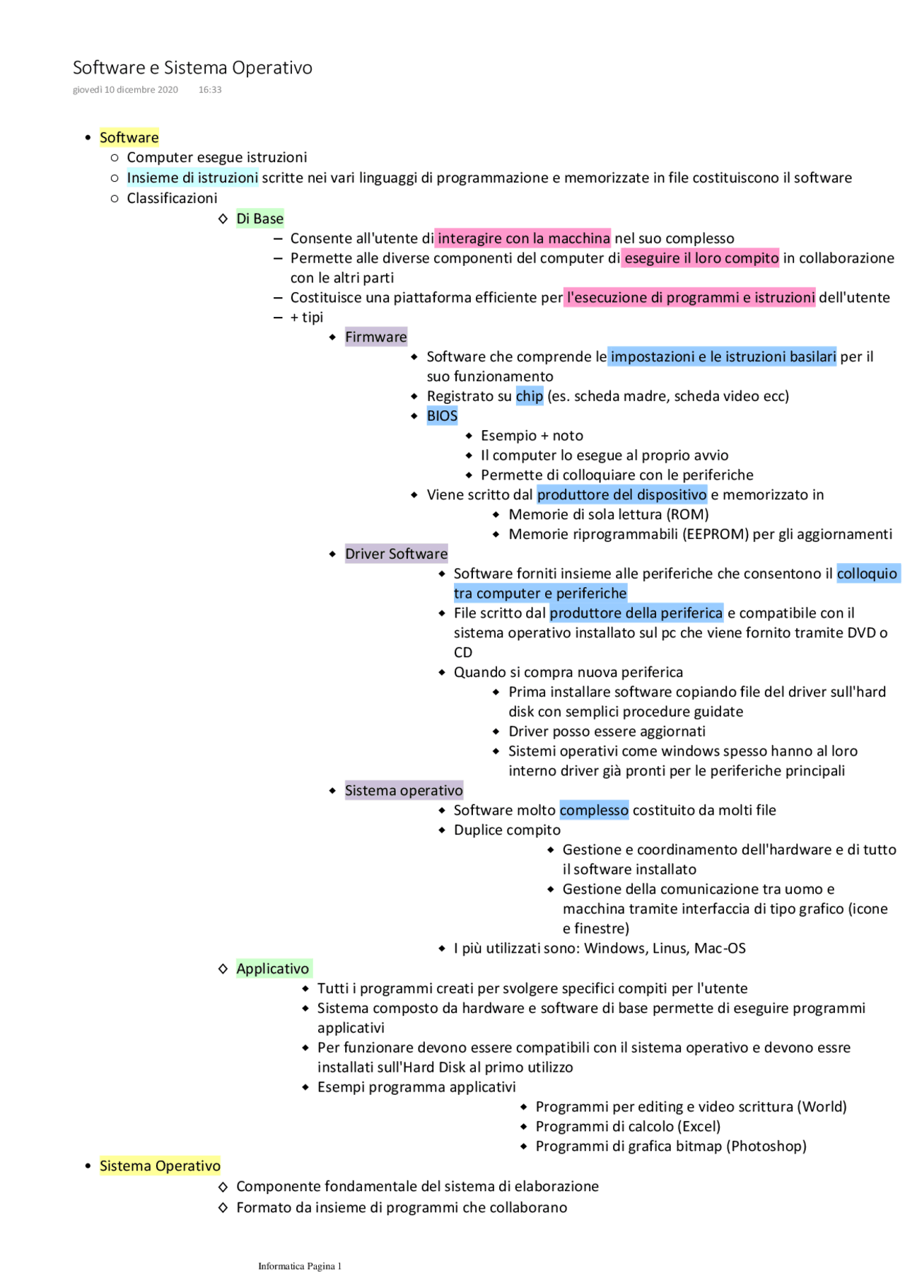 Software e Sistema Operativo - Docsity