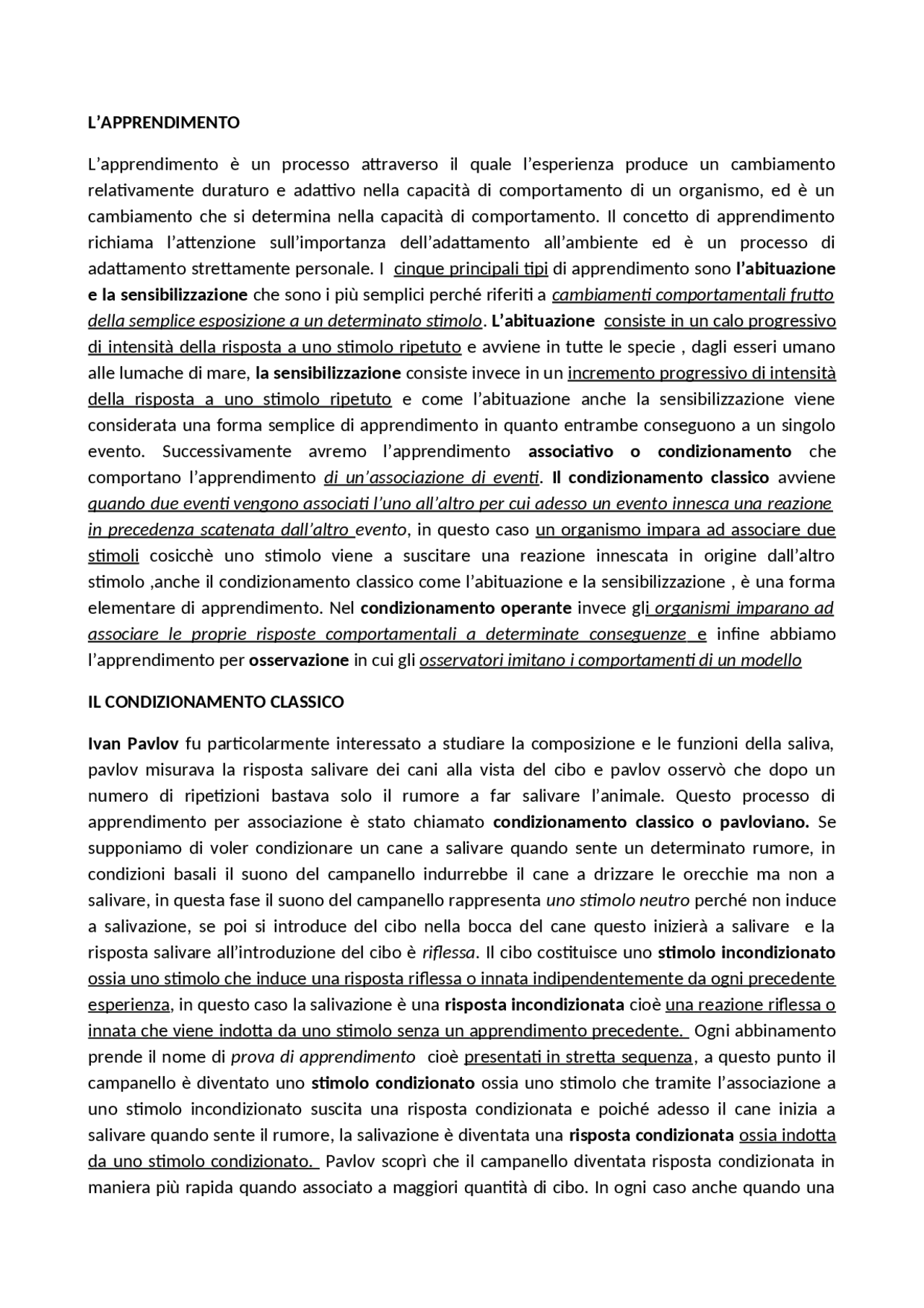 5 principali tipologie di apprendimento: nozioni generali - Docsity