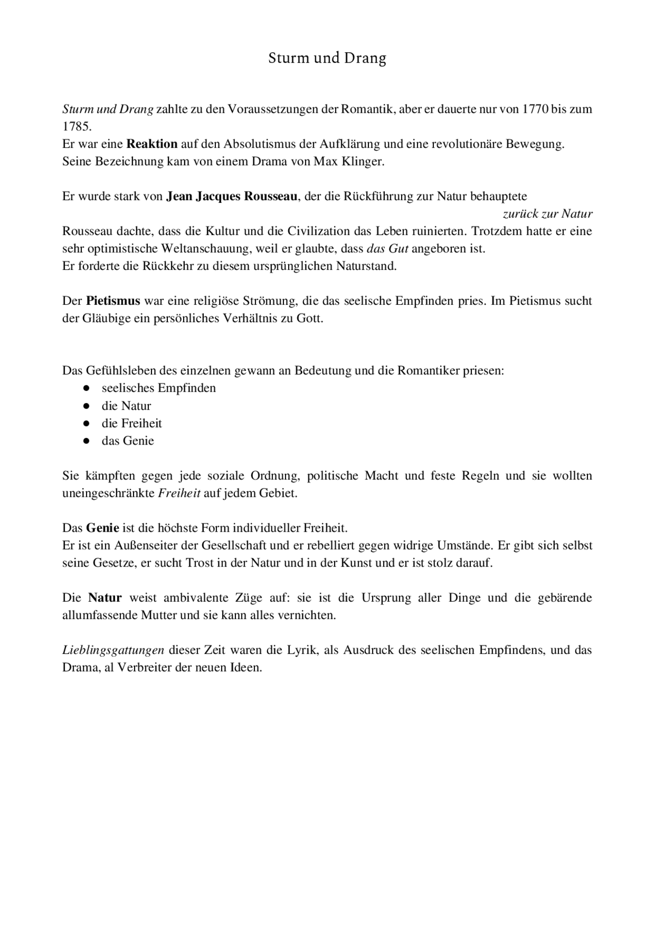 Sturm und Drang Johann Gottfried Herder Docsity