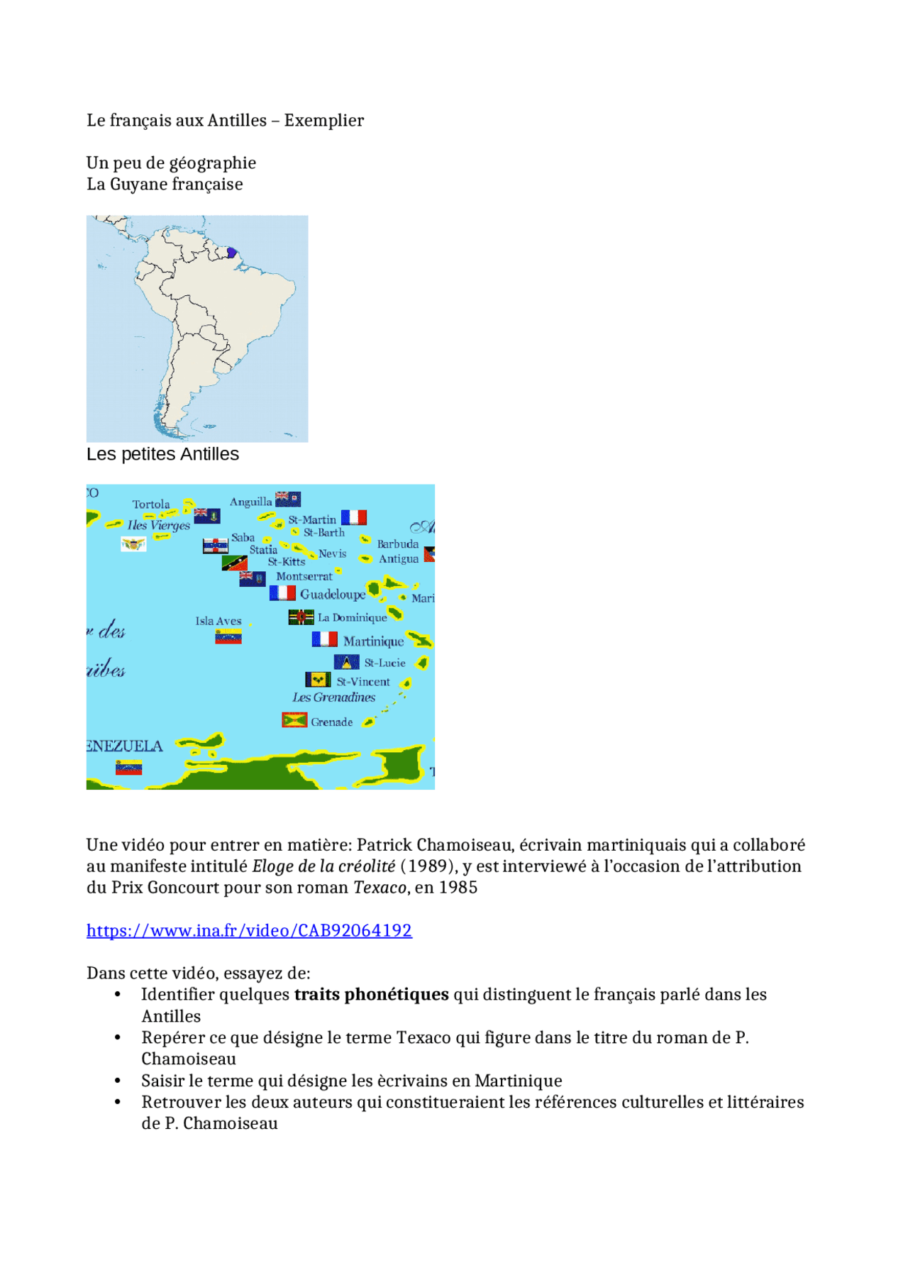Generalità del francese delle Antille - Docsity