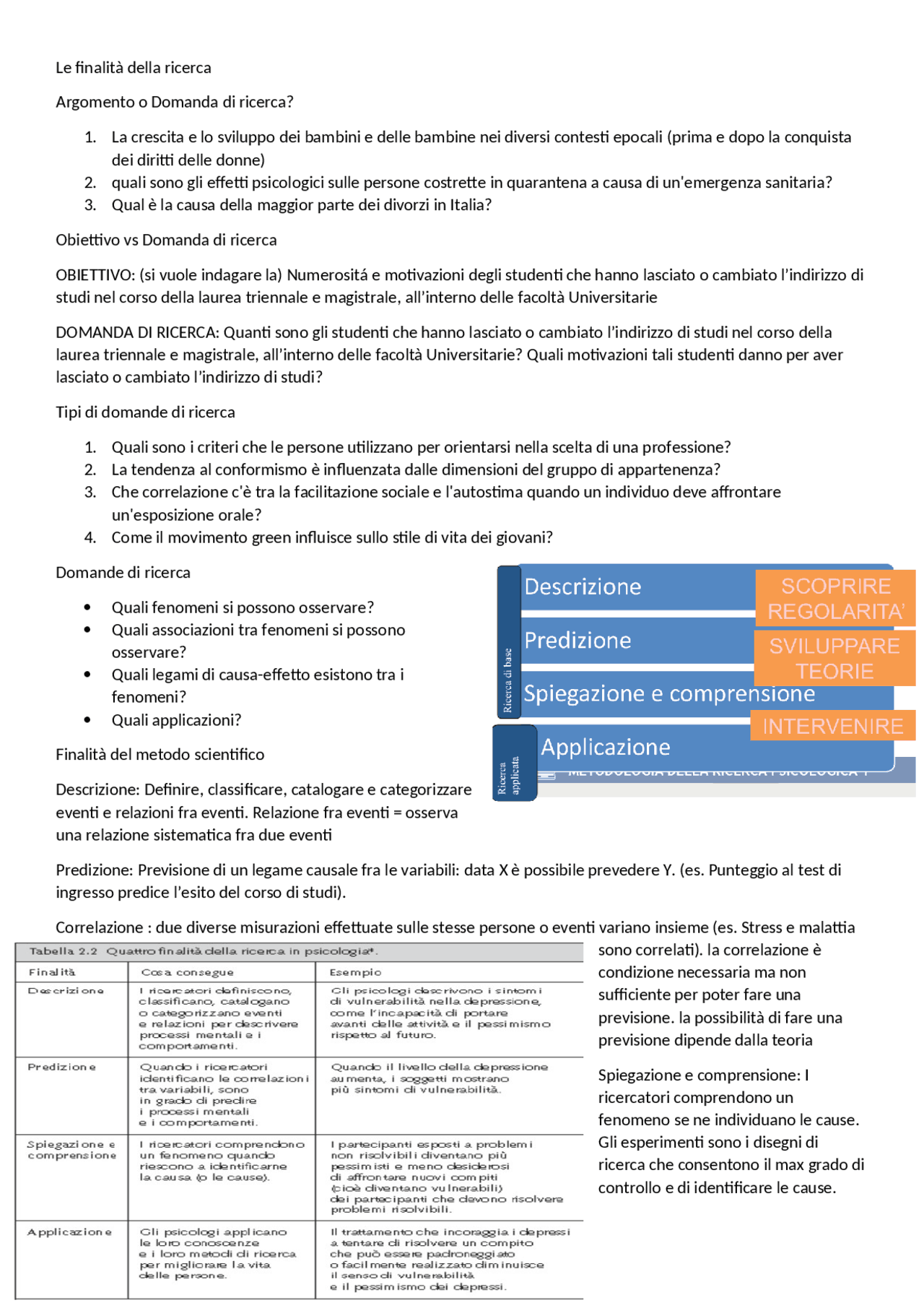 Le finalità della ricerca.docx - Docsity
