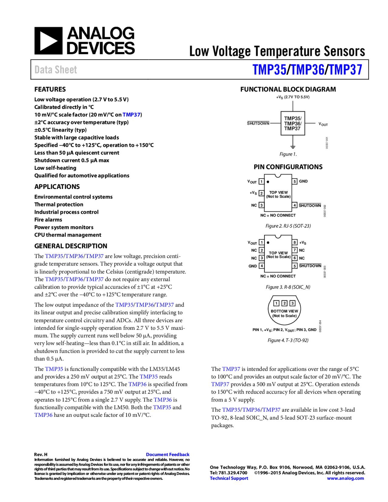 Low Voltage Temperature Sensors Data Sheet TMP35/T Docsity