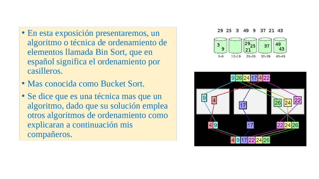 BIN SORT O BUCKET SORT | Diapositivas de Programación C | Docsity