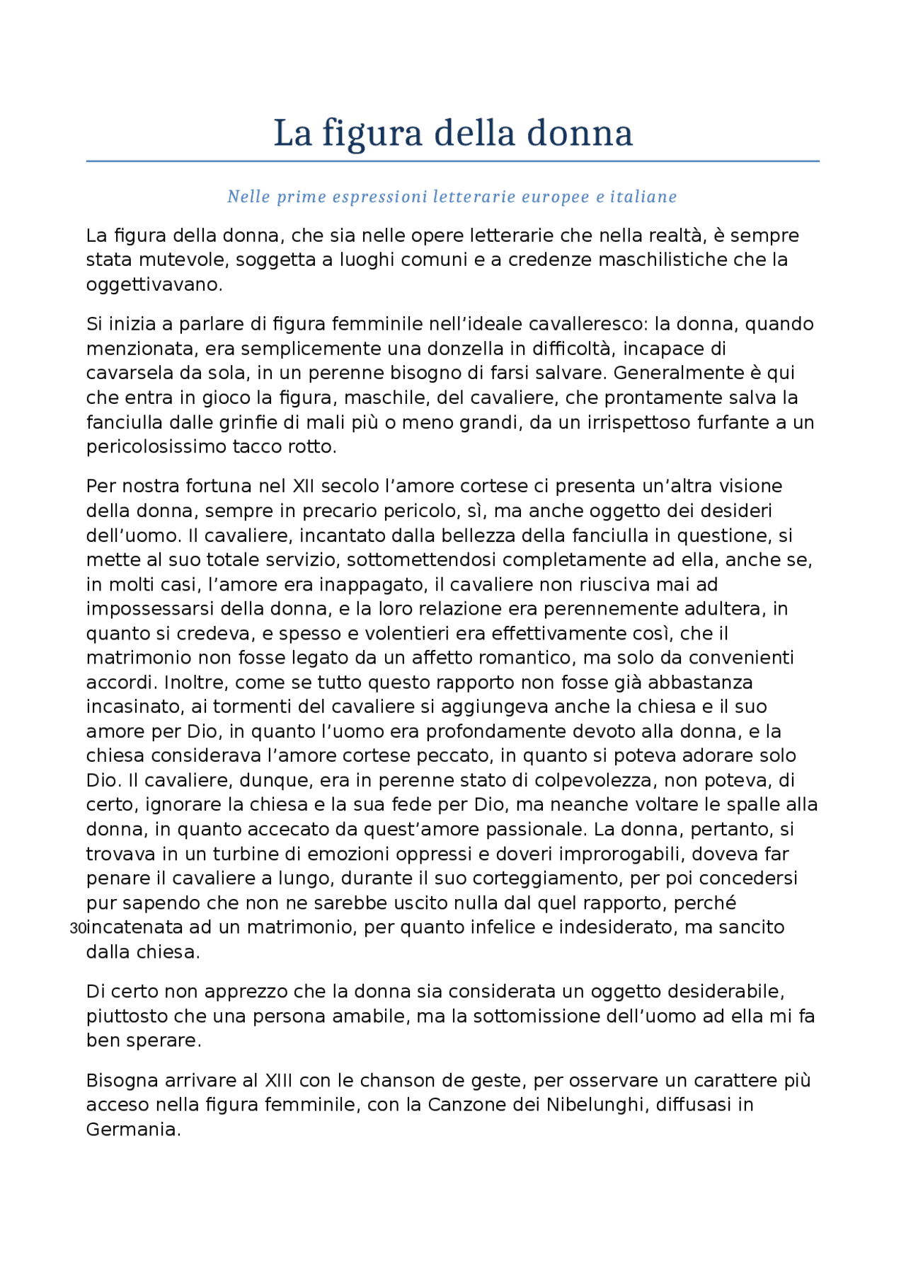 La figura della donna nelle prime espressioni letterarie italiane e europee Docsity La figura della donna nelle prime espressioni letterarie italiane e europee Docsity